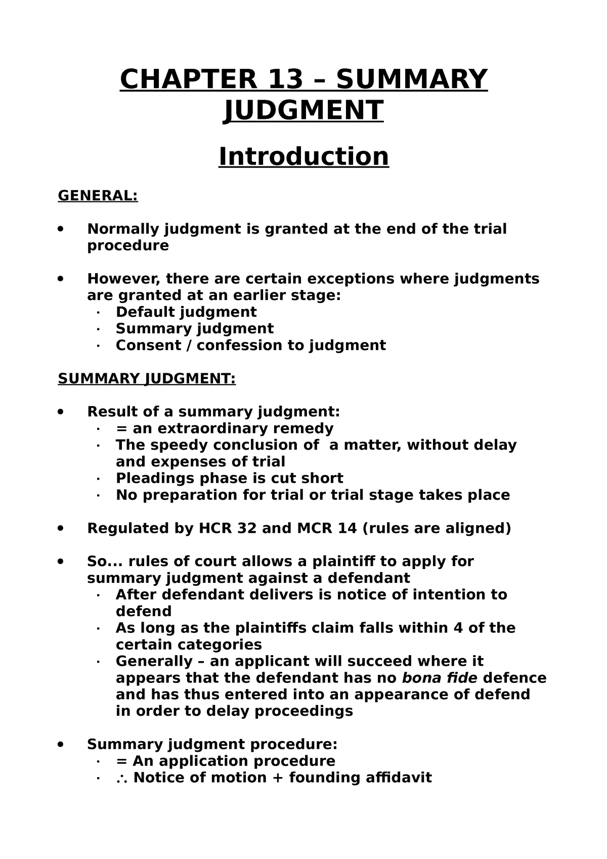 Chapter 13 Summary Judgement CHAPTER 13 SUMMARY JUDGMENT 