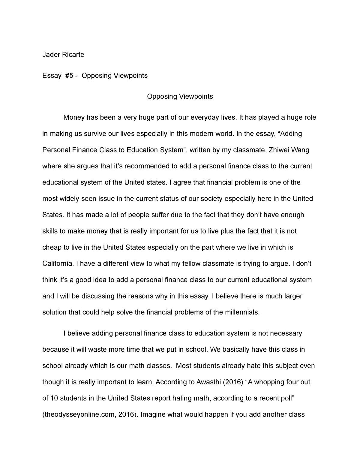 opposing viewpoints essay introduction
