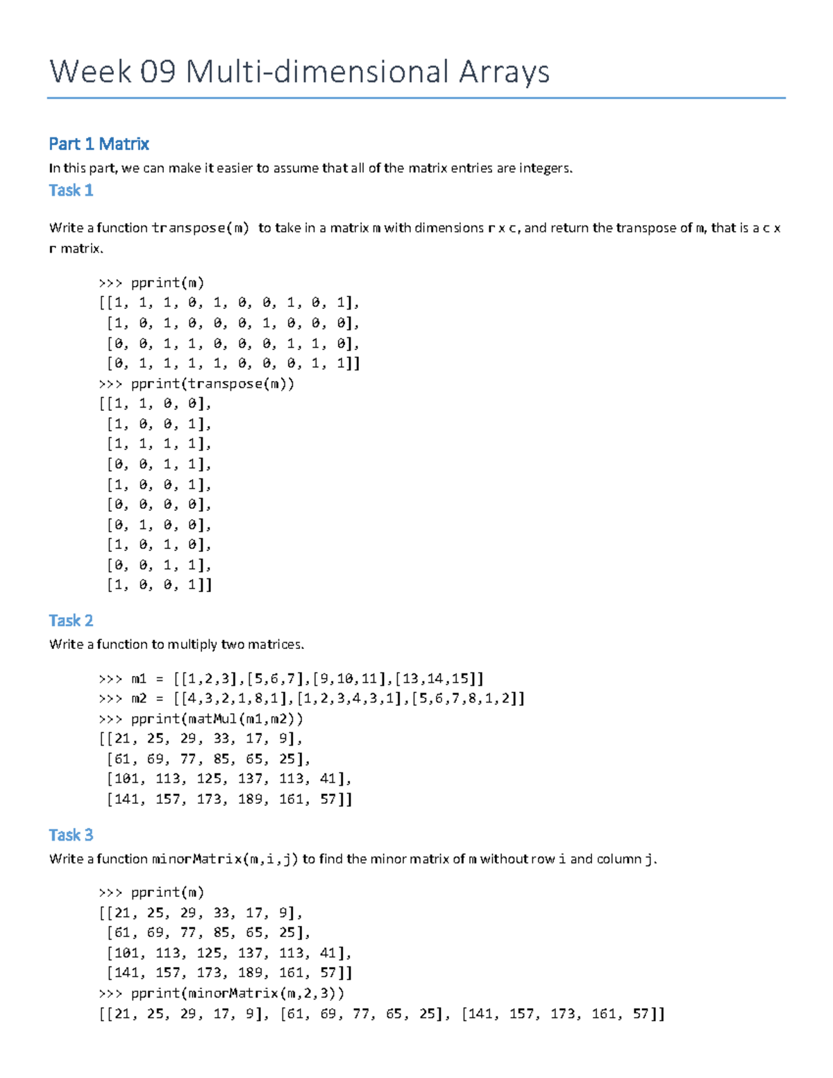 Week+09+Tutorial+Worksheet - Week 09 Multi-dimensional Arrays Part 1 ...