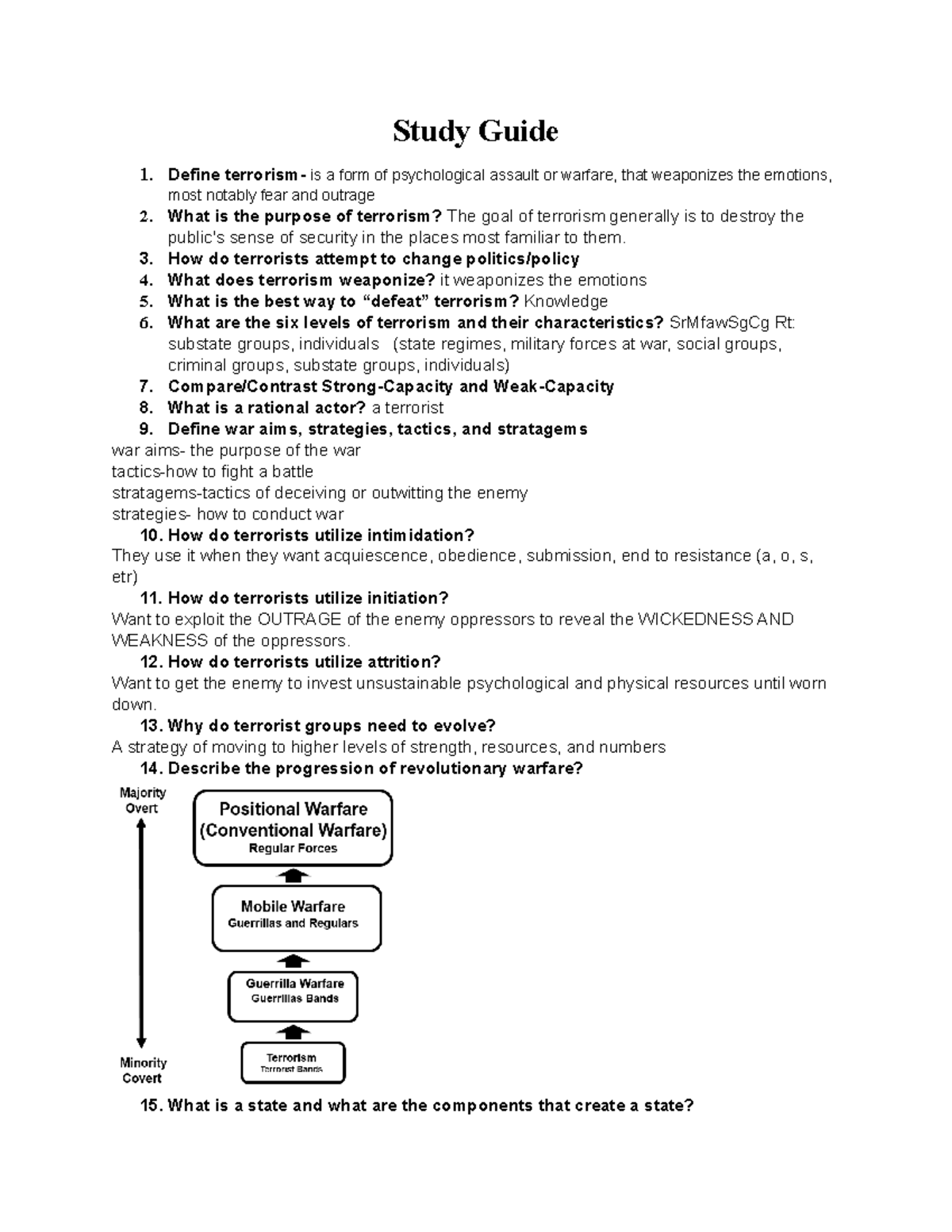 Copy Of Study Guide Terrorism - Study Guide 1. Define Terrorism- Is A ...