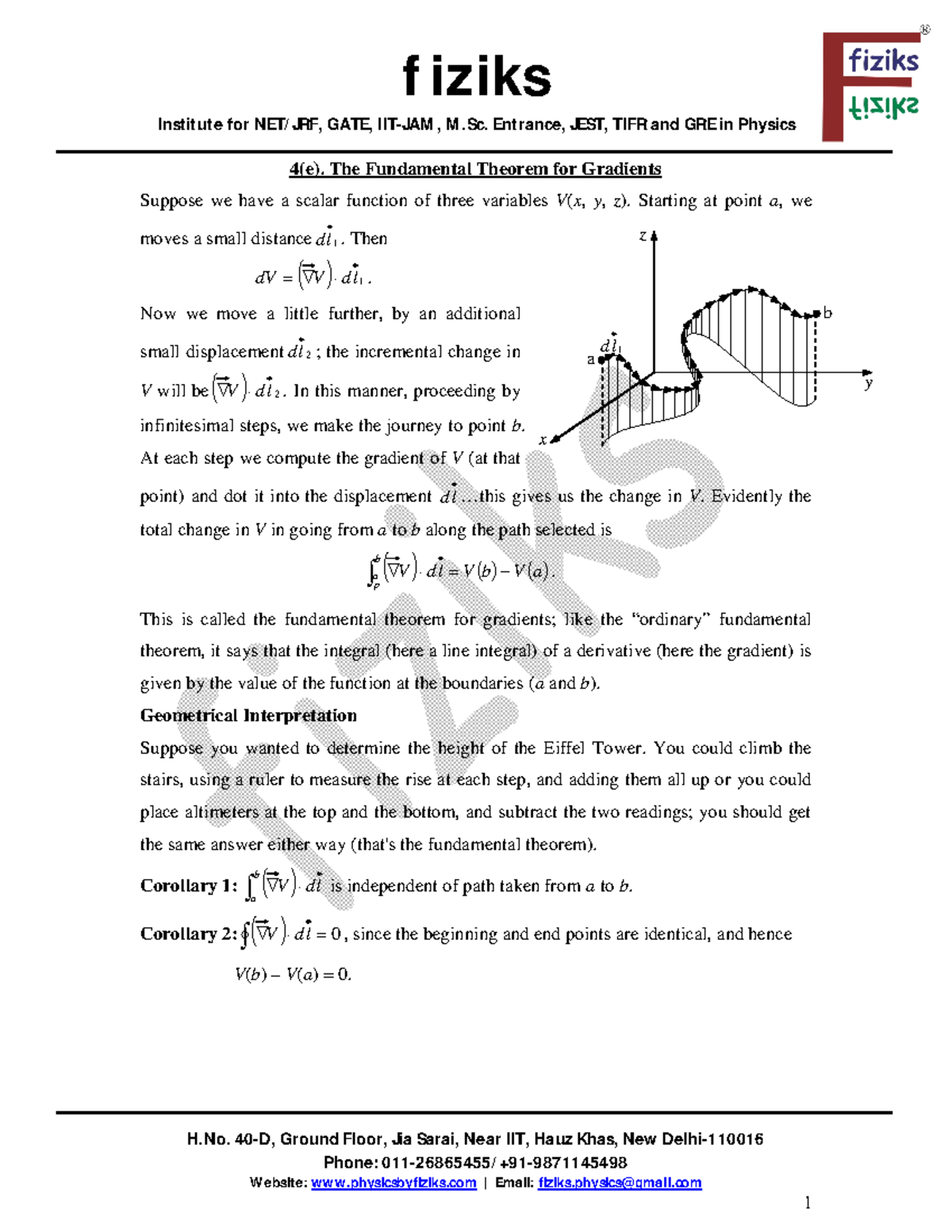 4(e). The Fundamental Theorem For Gradients - Fiziks Institute For NET ...