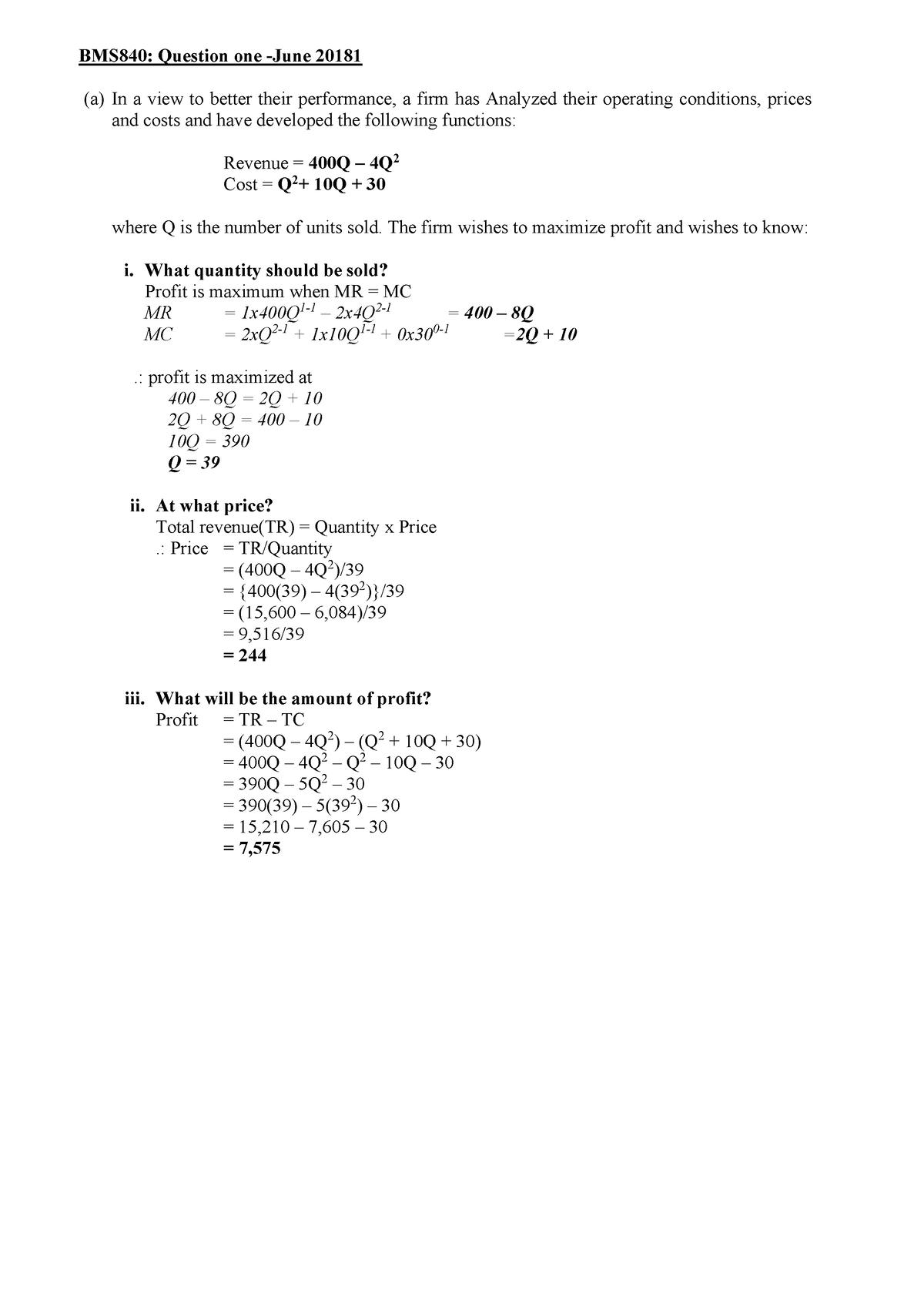 CALCULUS ASSIGNMENT (BMS 840 PRACTICE EXERCISES 2022) - BMS840 ...