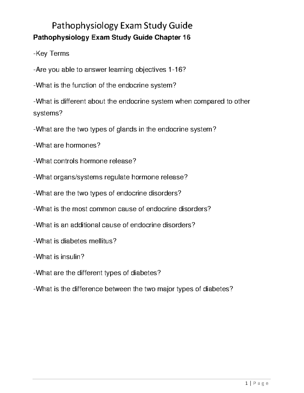 Pathophysiology Exam Study Guide Chapter 16 - Studocu