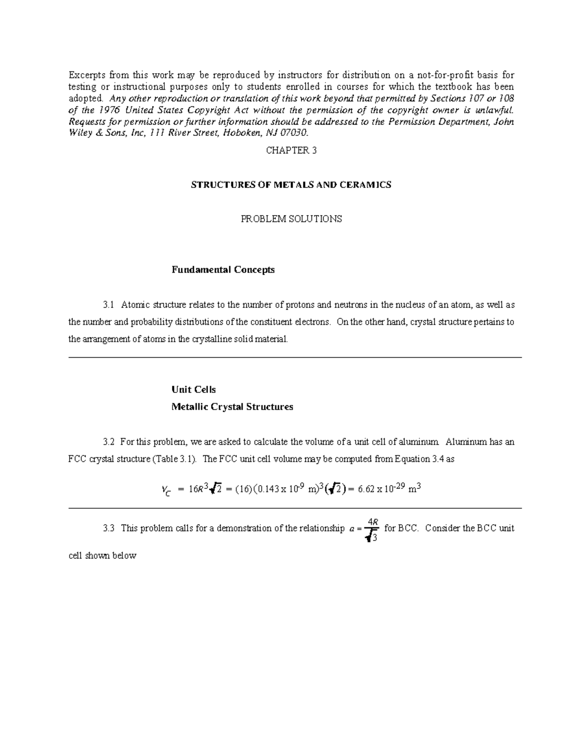 Ch03 solution manual fundamentals of materials science and engineering