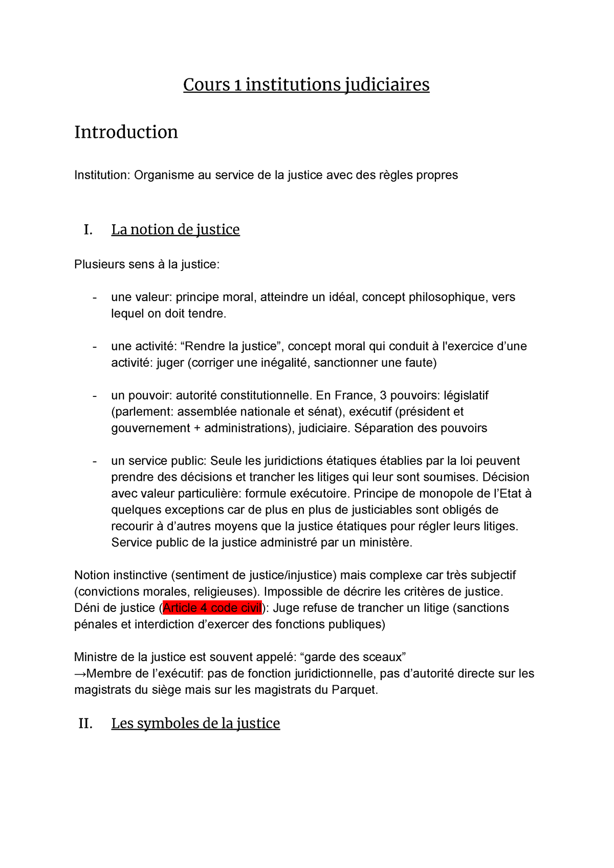 Cours 1 Institutions Judiciaires - Cours 1 Institutions Judiciaires ...