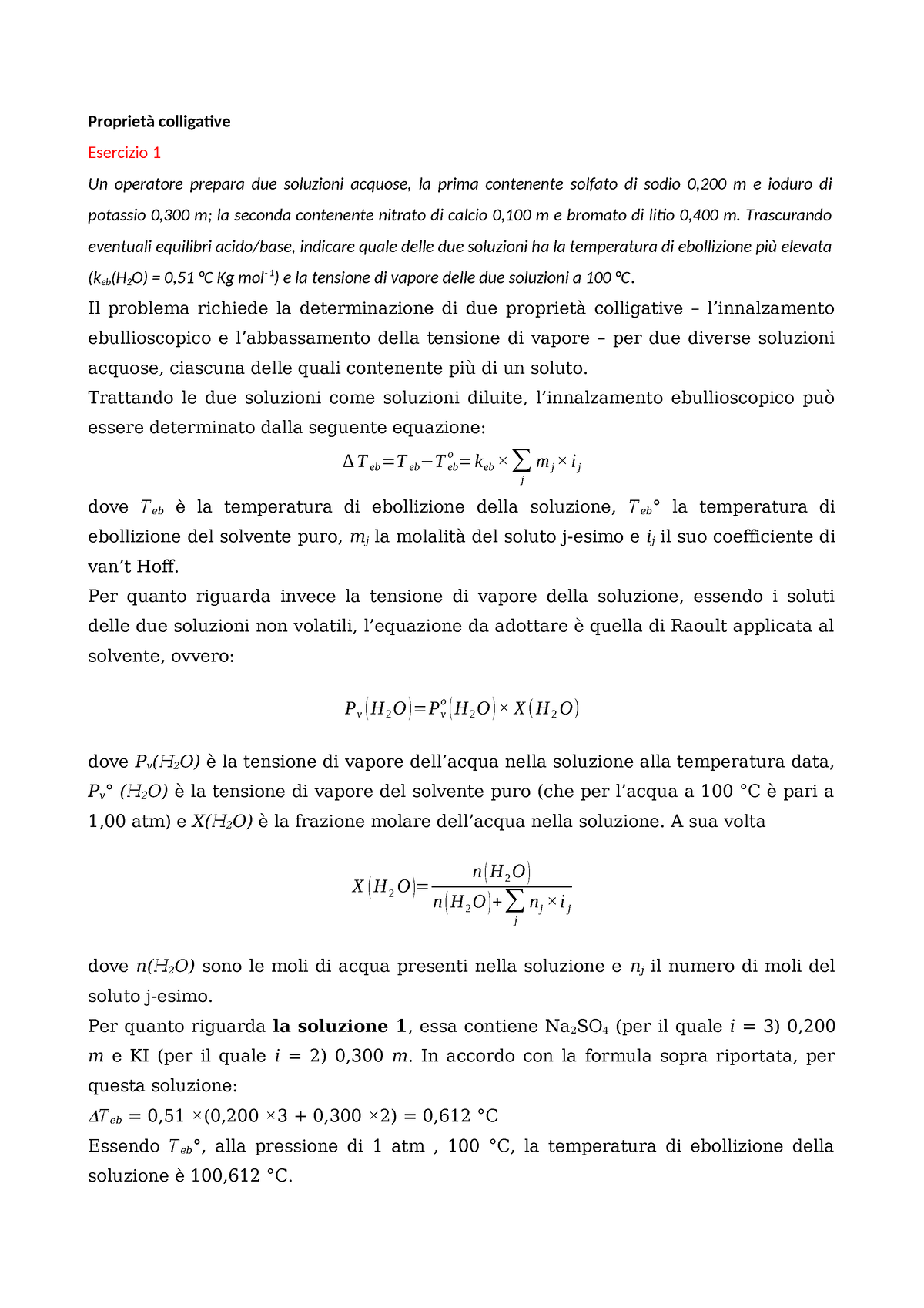 Eserciziario Parte 1 - Esercizi Vari Di Chimica - Proprietà Colligative ...