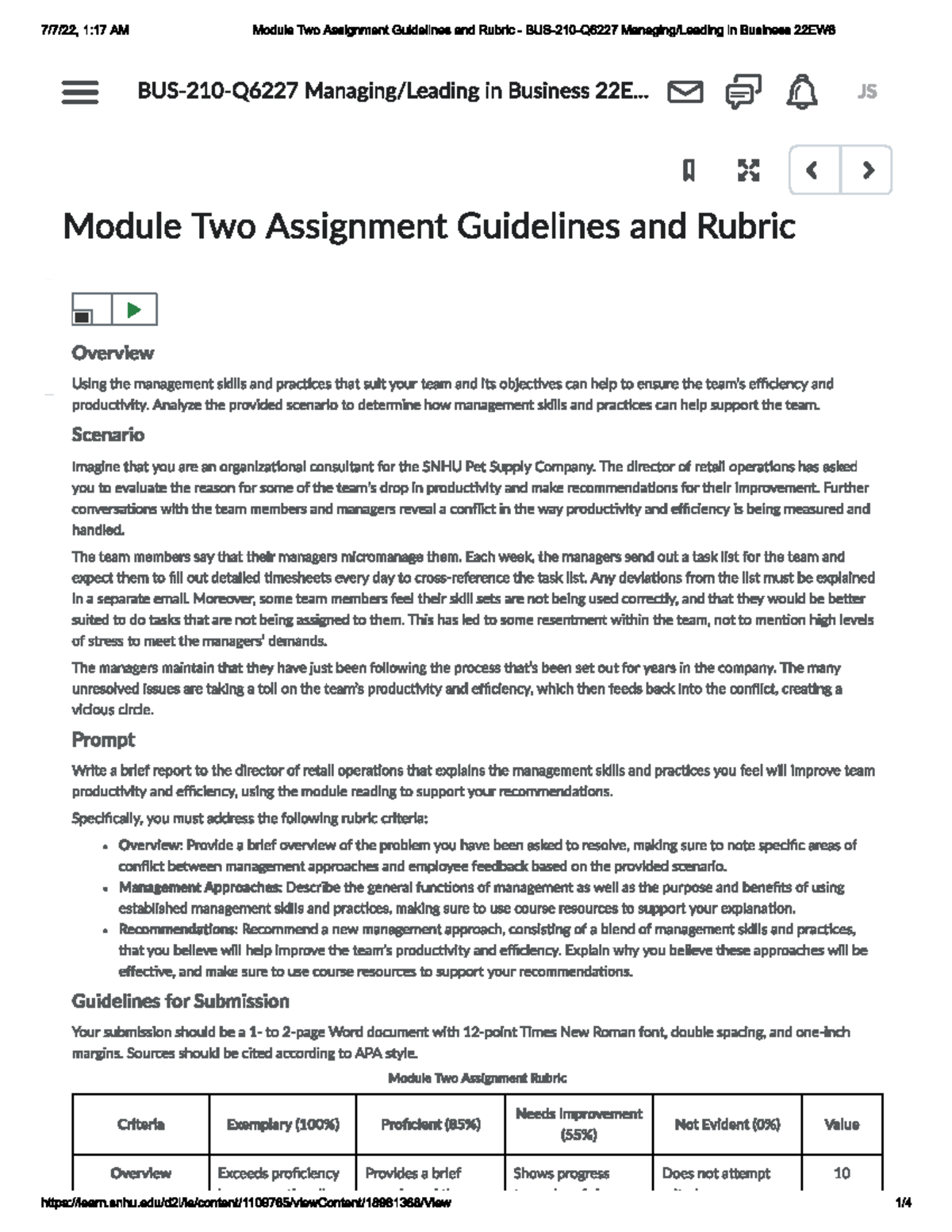 module two assignment guidelines and rubric