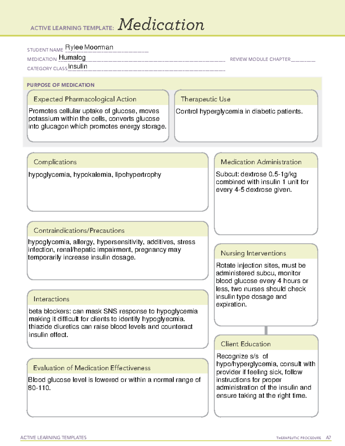 Humalog Med Temp - ACTIVE LEARNING TEMPLATES THERAPEUTIC PROCEDURE A ...