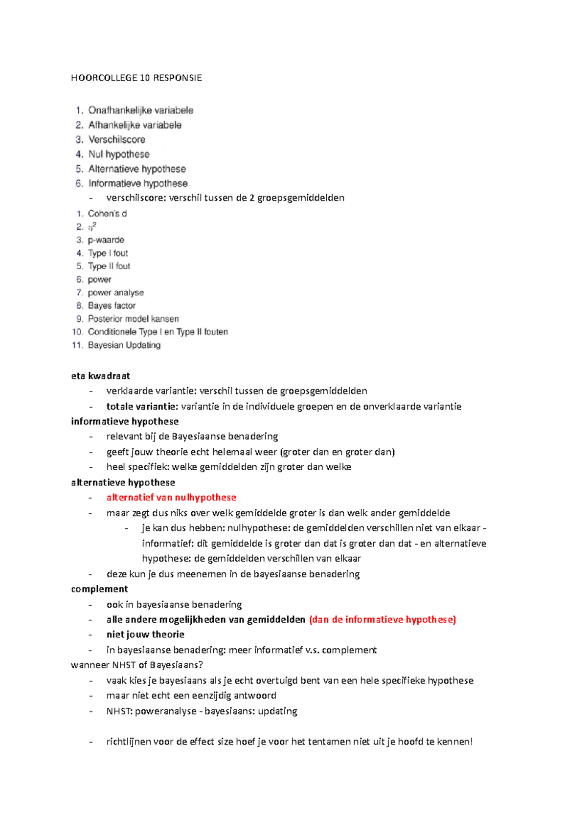 TOE HC10 Responsie - Beknopte Samenvatting Van TOE - HOORCOLLEGE 10 ...