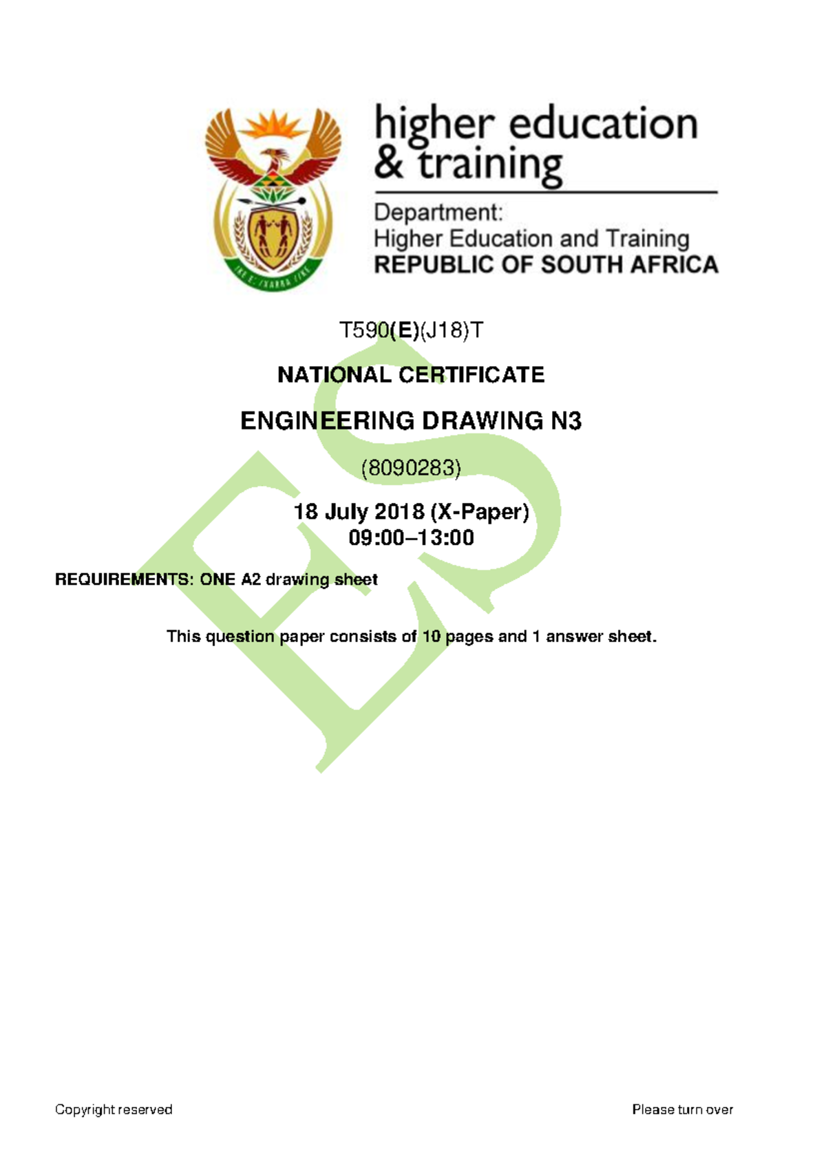 Engineering Drawing N3 JULY 2018 QP - T590(E)(J18)T NATIONAL ...