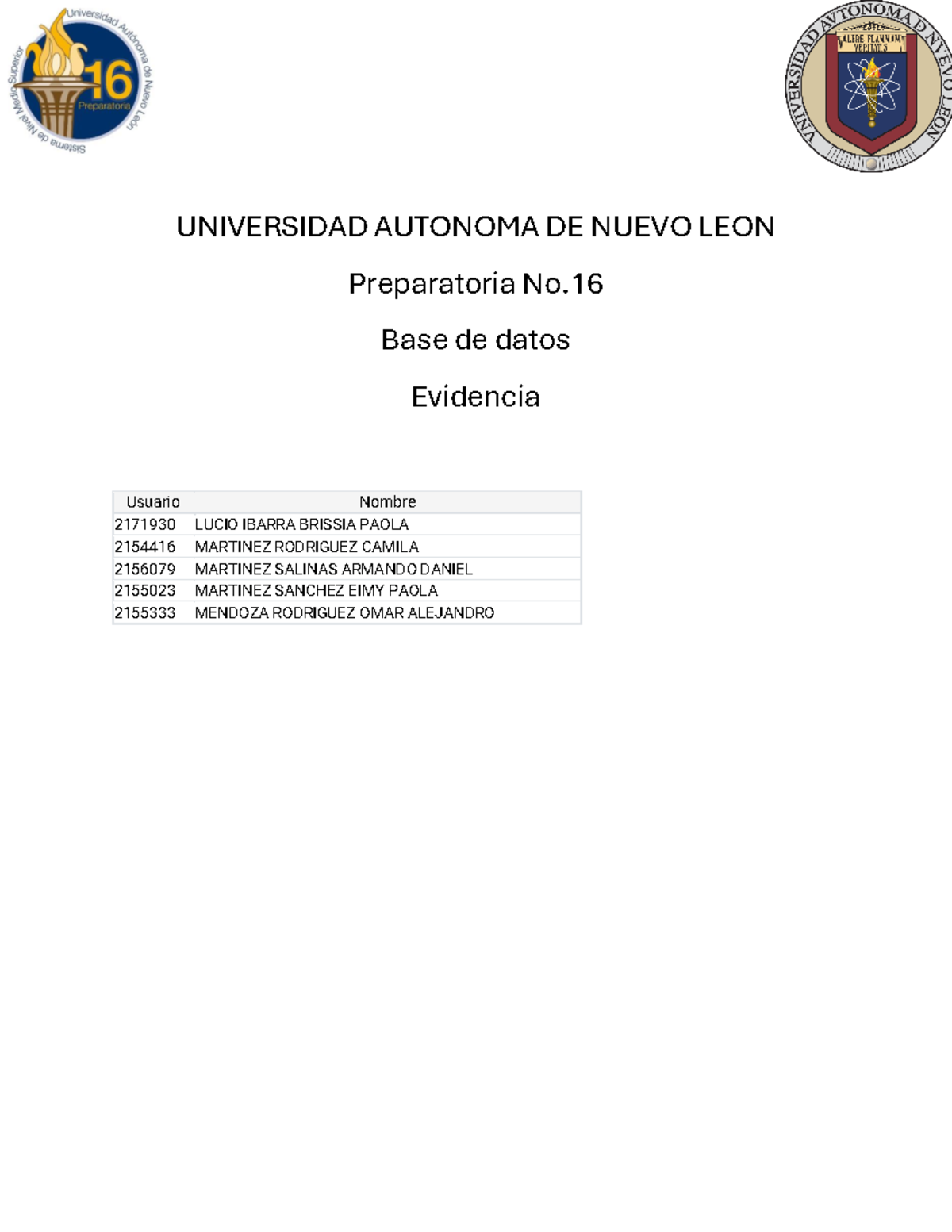 EV3 BD Equipo 5 - EV etapa 3 - UNIVERSIDAD AUTONOMA DE NUEVO LEON ...