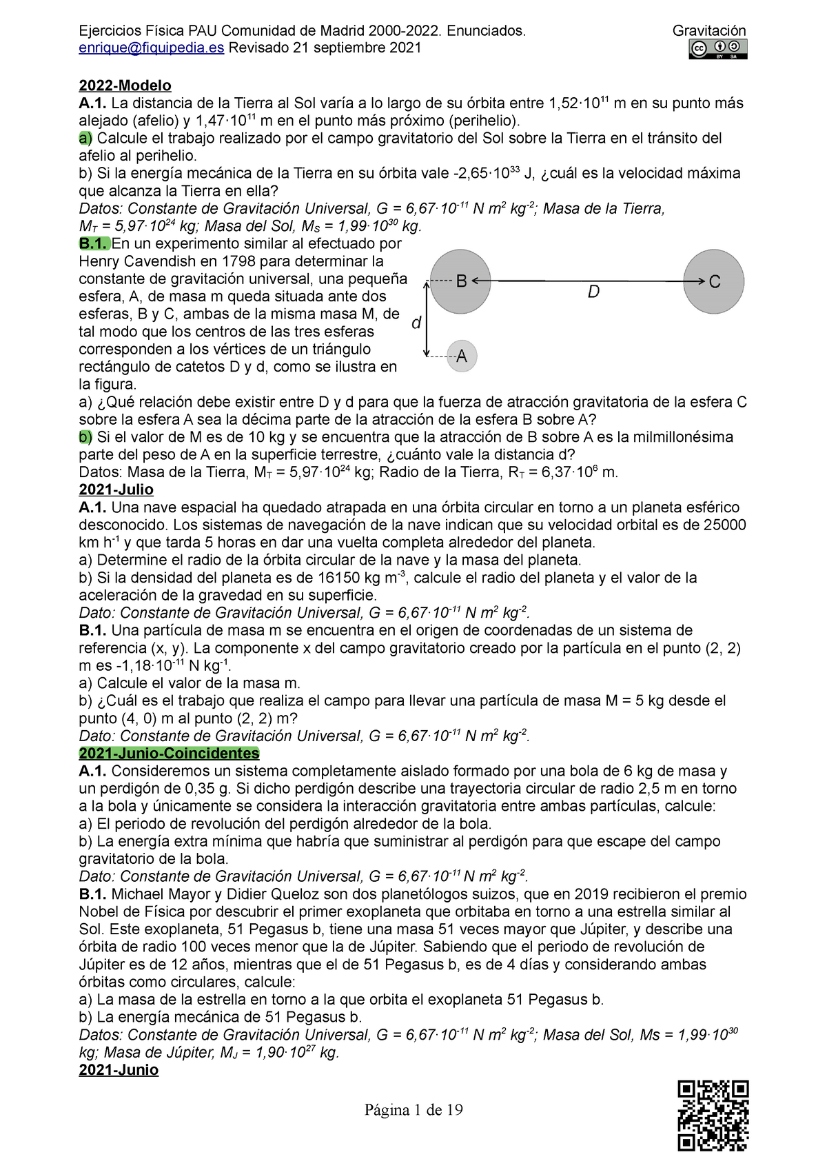 F2-PAU-Gravitacion Ejercicios De Gravitación Física - Enrique ...