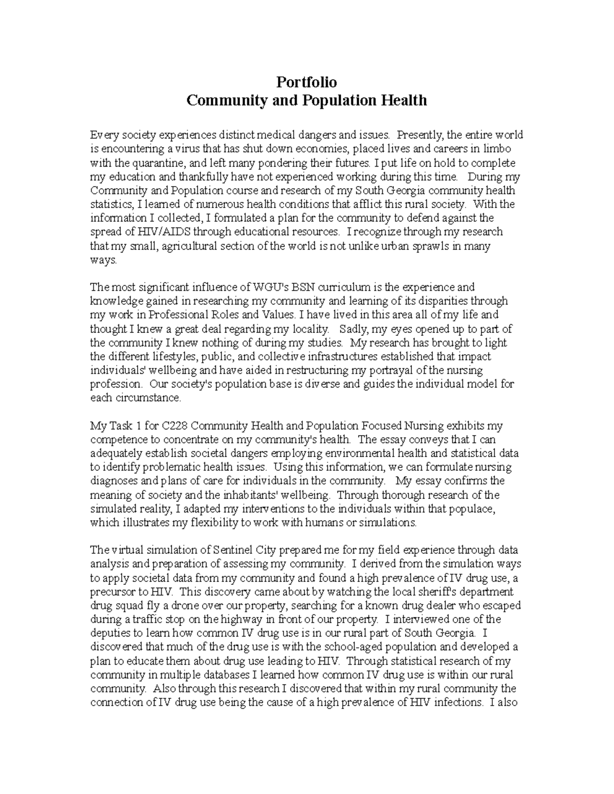 ePortfolio Community and Population Health for Leadership and ...