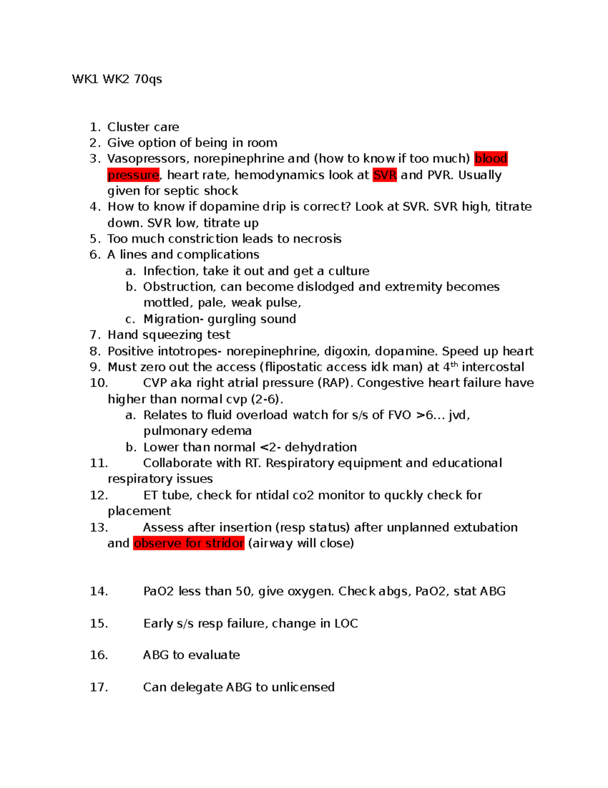 WK1 WK2 70qs - iykyk - WK1 WK2 70qs 1. Cluster care 2. Give option of ...
