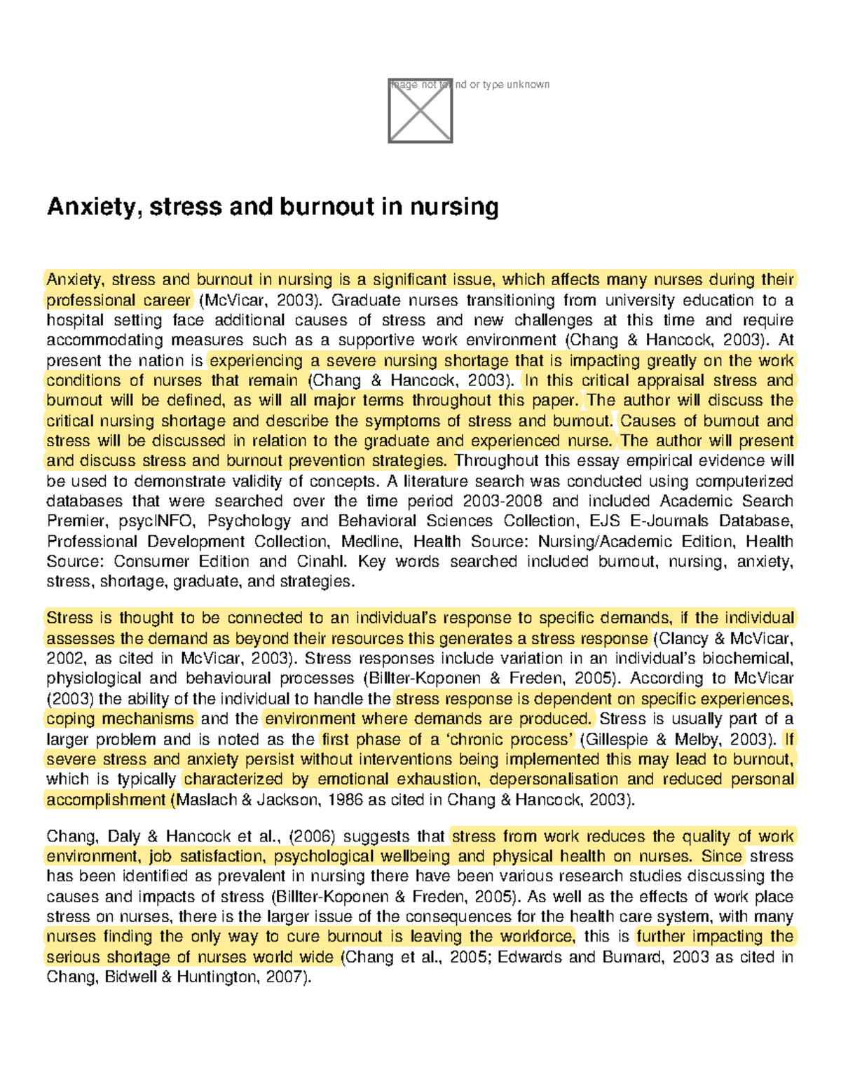 Anxiety, stress and burnout in nursing - Graduate nurses transitioning ...