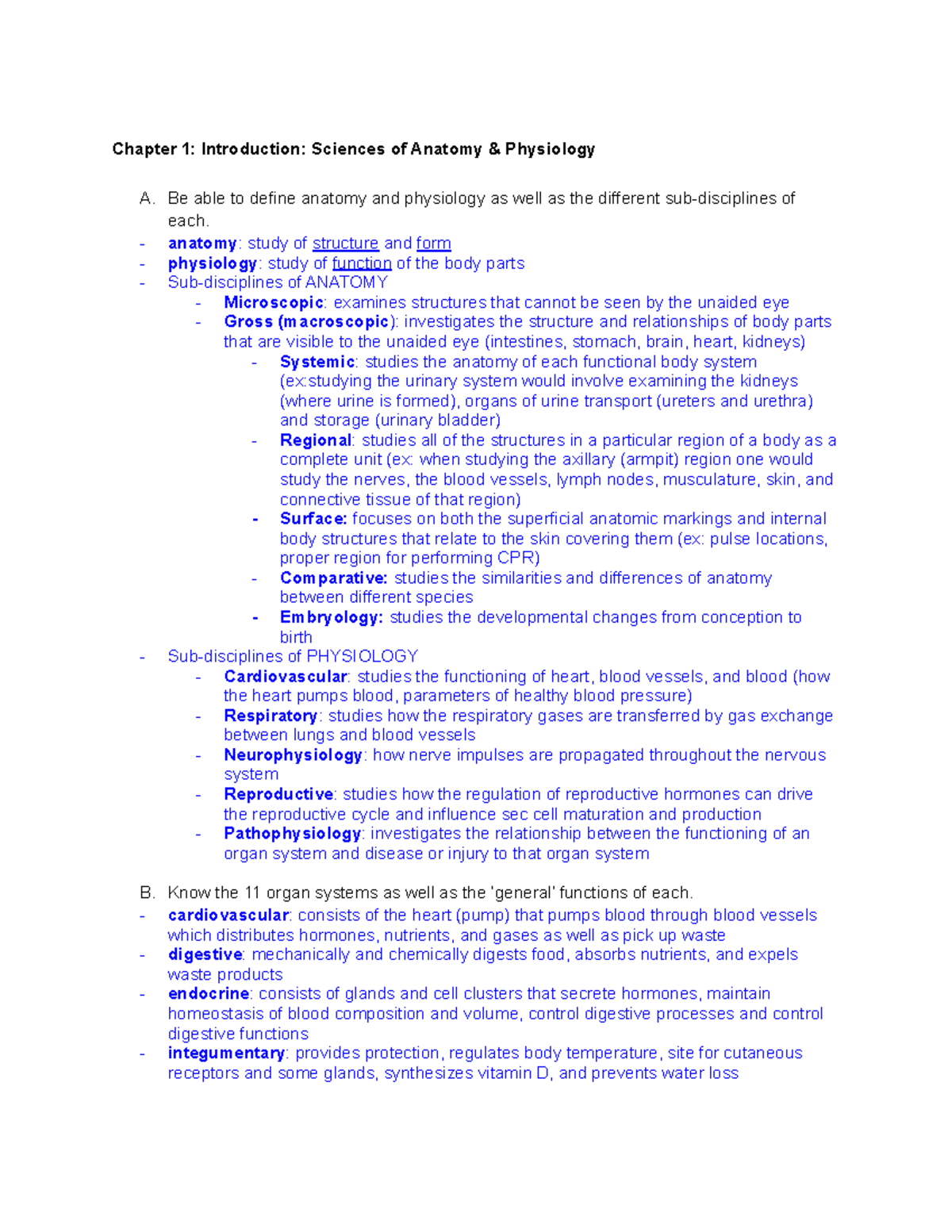 MCB 244 Final Exam Review Chapter 1 Introduction Sciences of