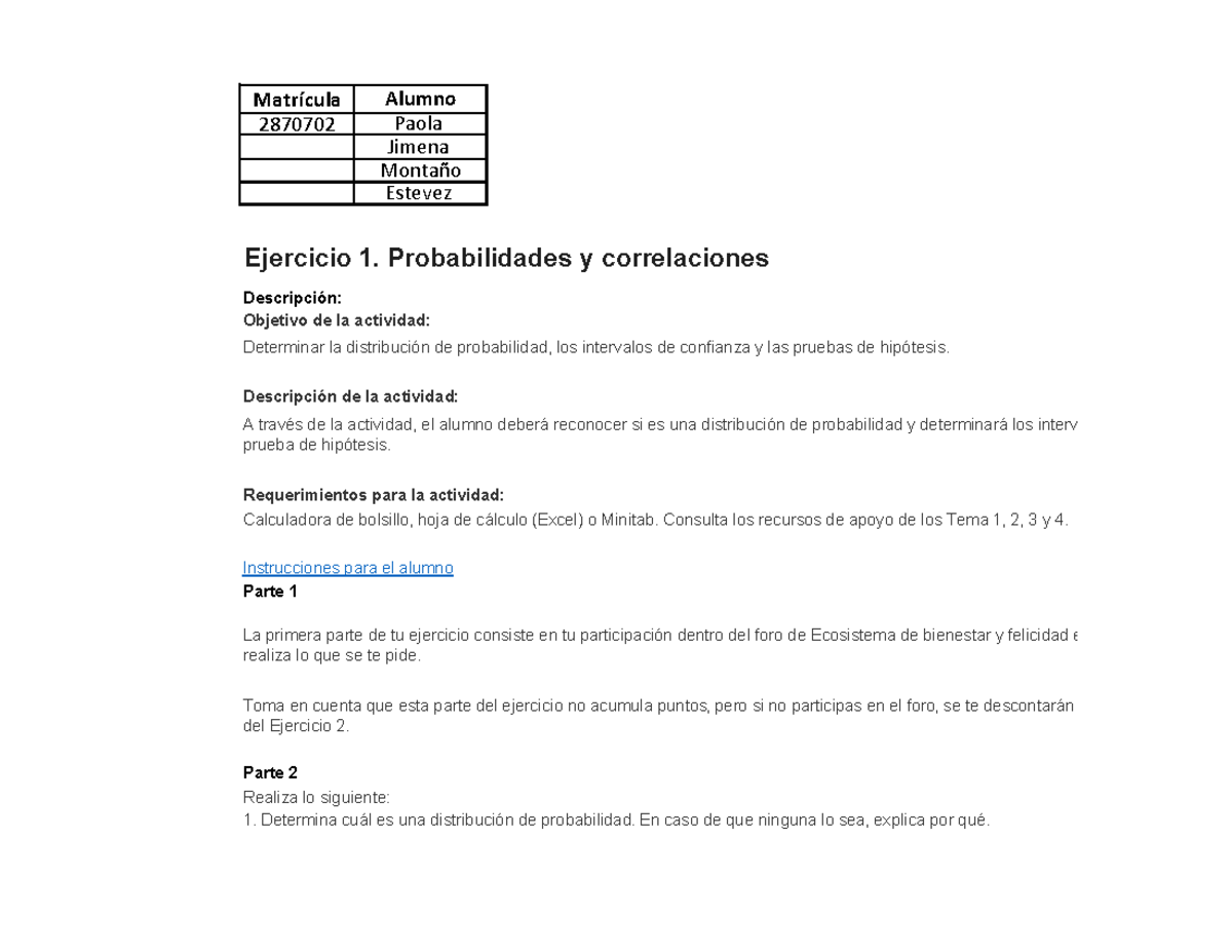 Ejercicio 1 estadistica de pronósticos - Estadísticas y pronósticos