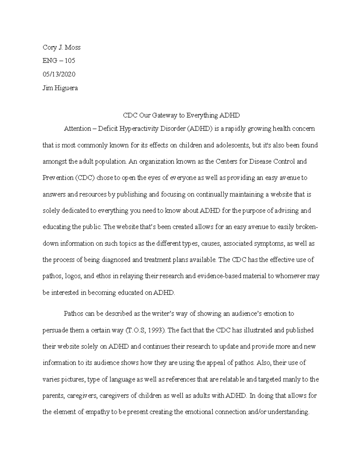 eng 105 rhetorical analysis essay first draft