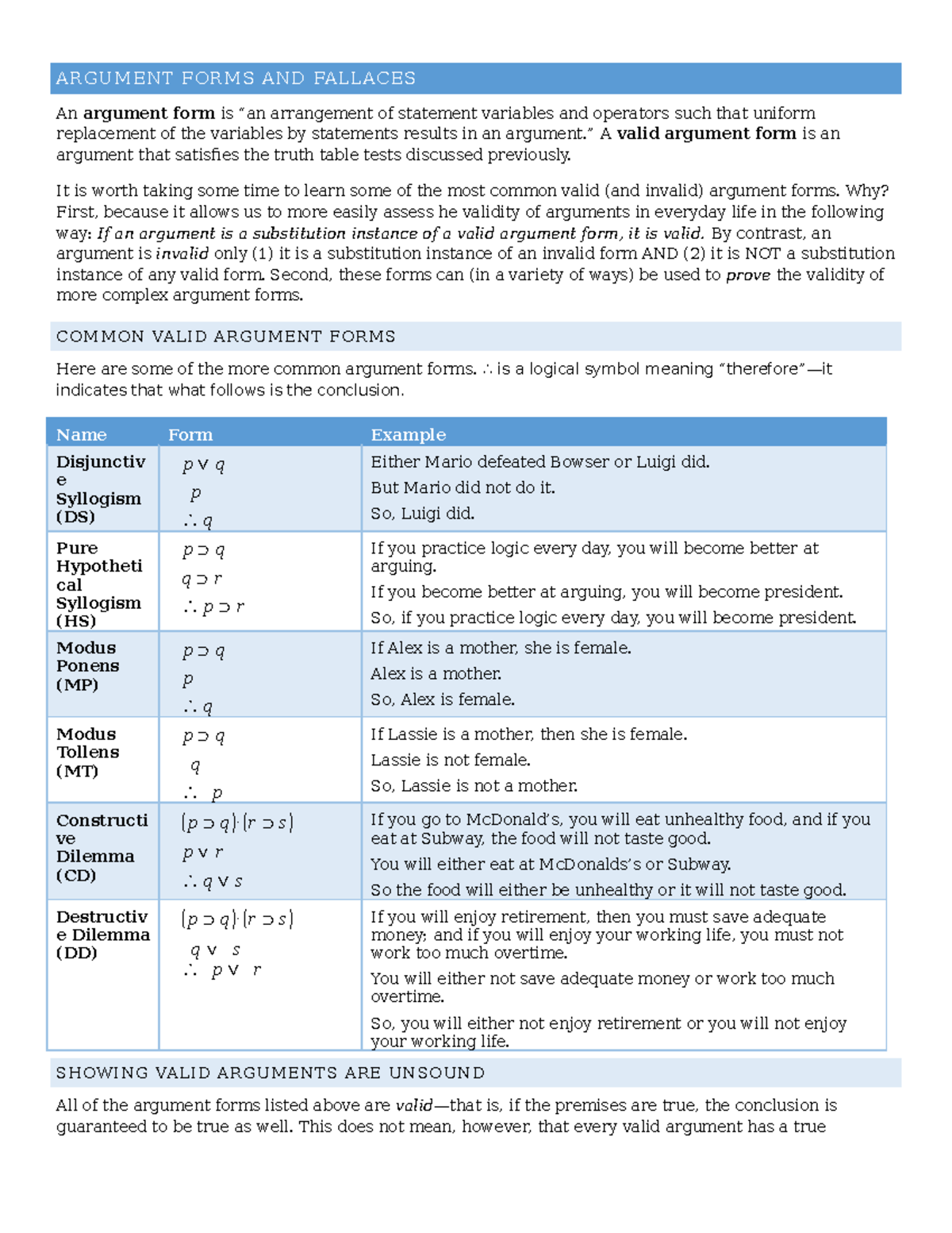 Logic D6 Arg Forms (66) ARGUMENT FORMS AND FALLACES An argument form is “an arrangement of