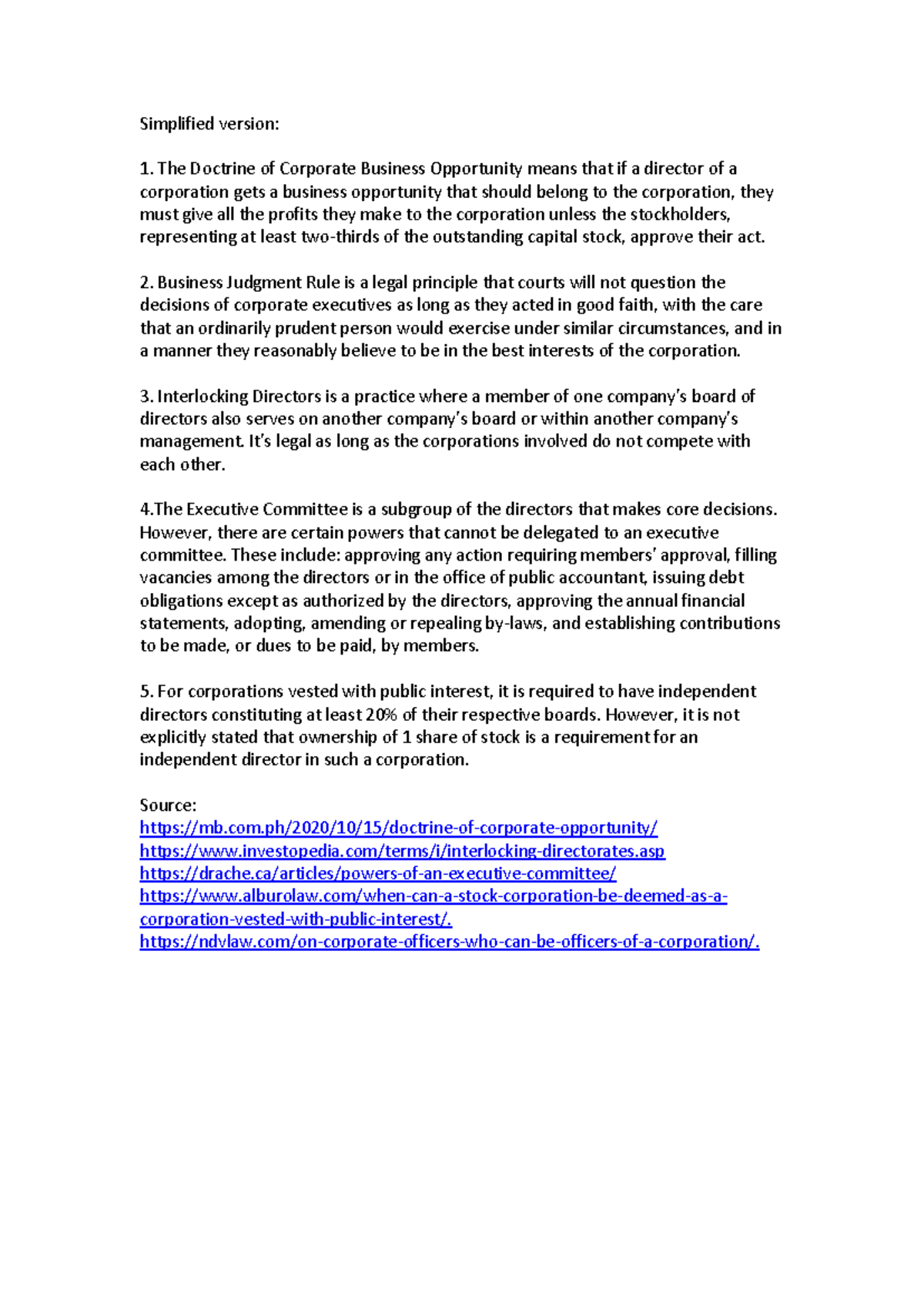 BLR Practice Materials Simplified version The Doctrine of