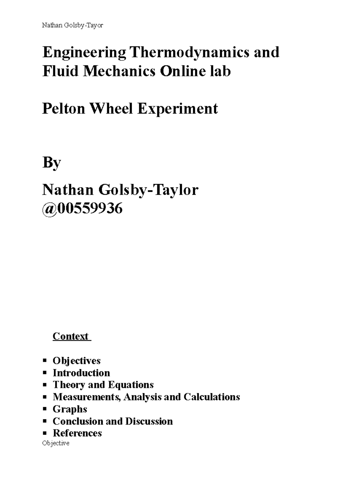 pelton wheel experiment lab report