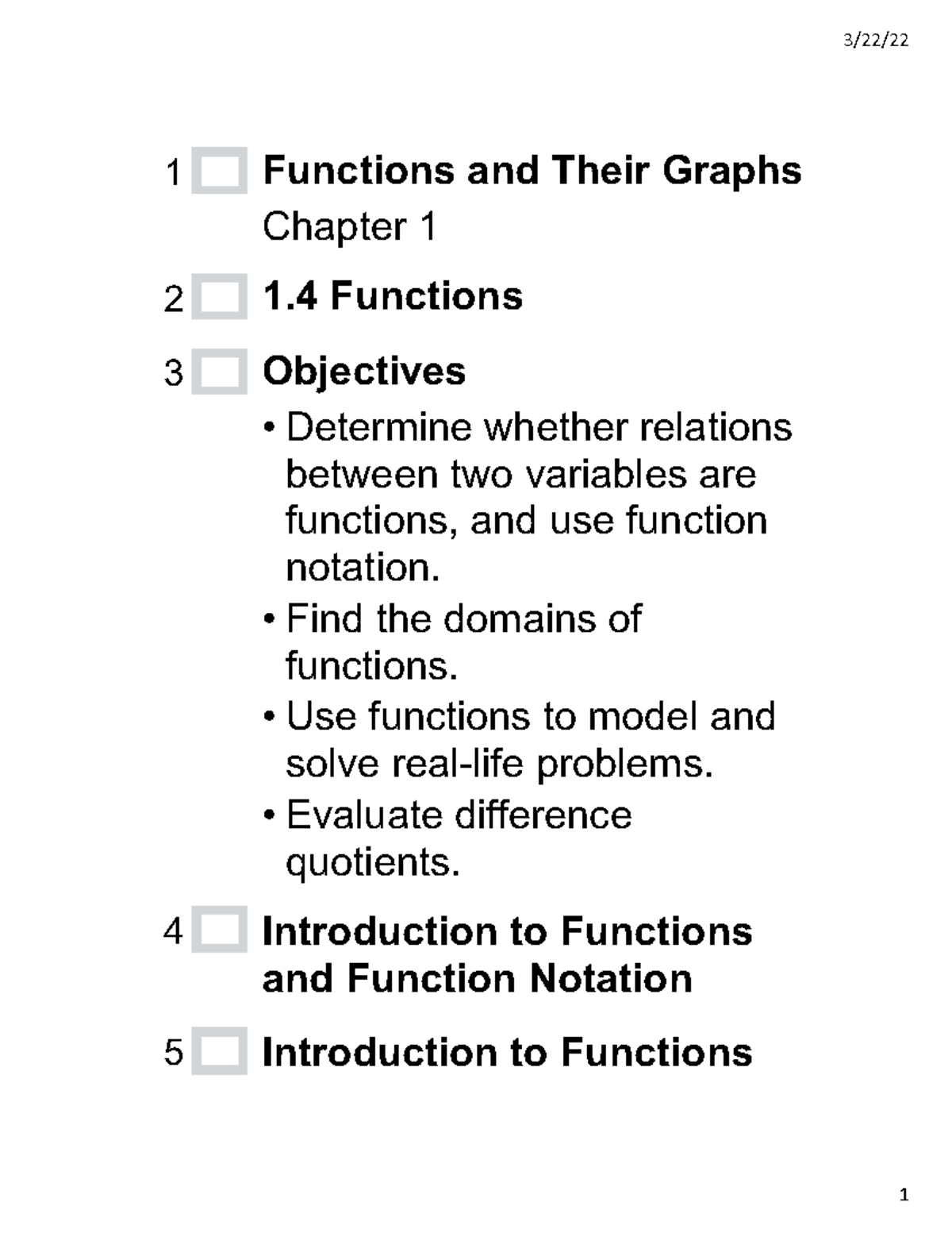 Lar PCalc 10 01 04 Output - 3/22/ 1 Functions and Their Graphs Chapter ...