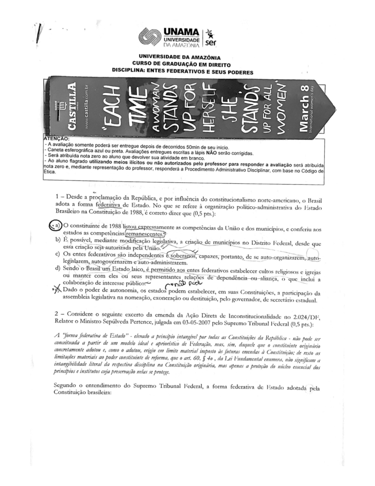 Prova de constitucional - Direito Constitucional - Studocu