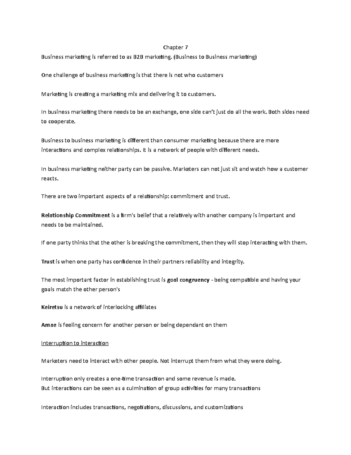 Chapter-7 - textbook chapter 7 notes - Chapter 7 Business marketing is ...