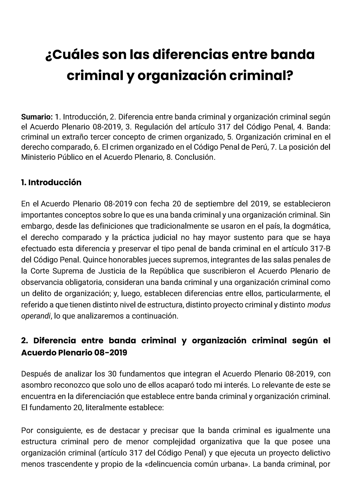 Cuáles Son Las Diferencias Entre Banda Criminal Y Organización Criminal ...