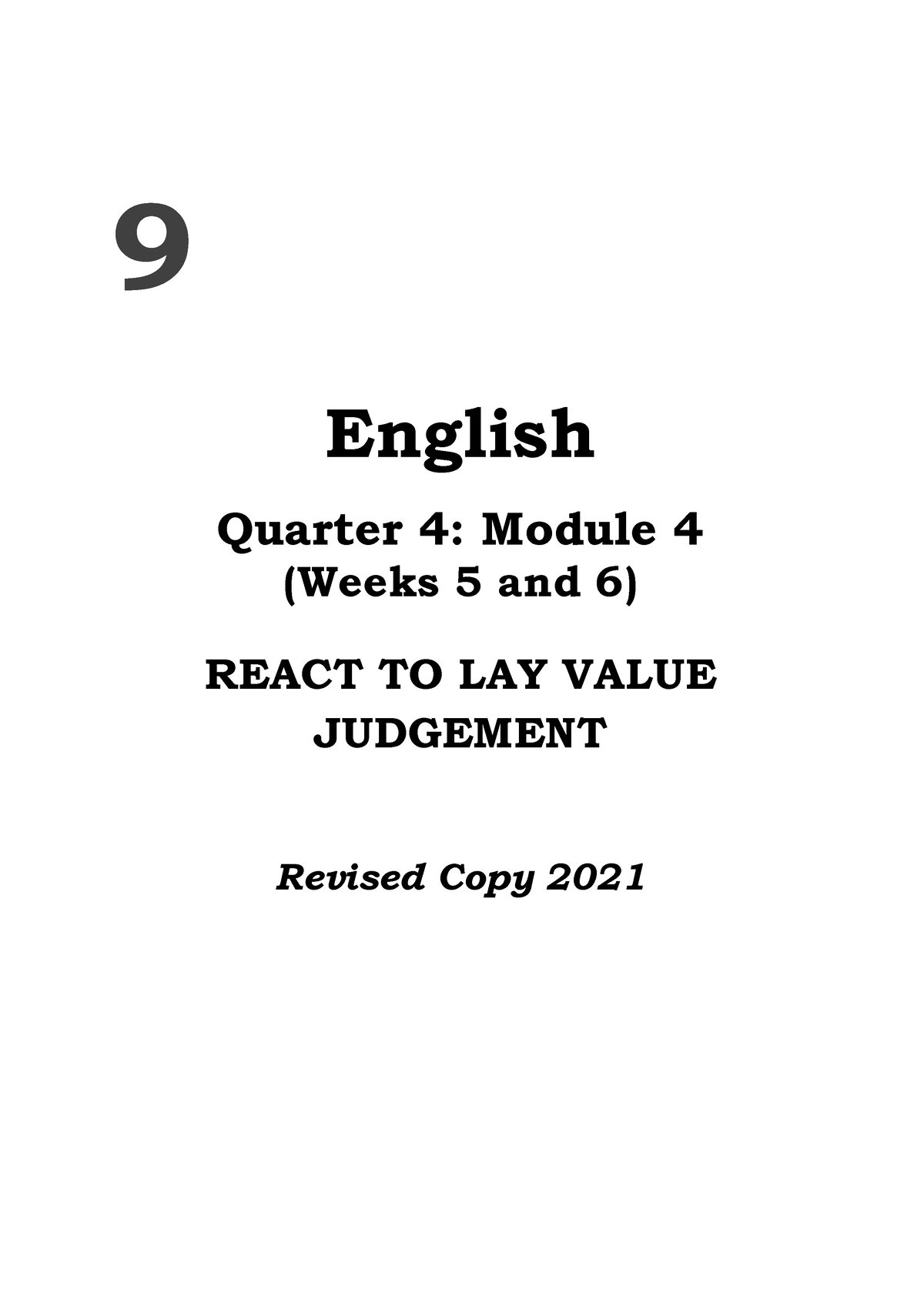 4 Q4 English - 9 English Quarter 2: Module 4 (Week 4 And 5) Text ...