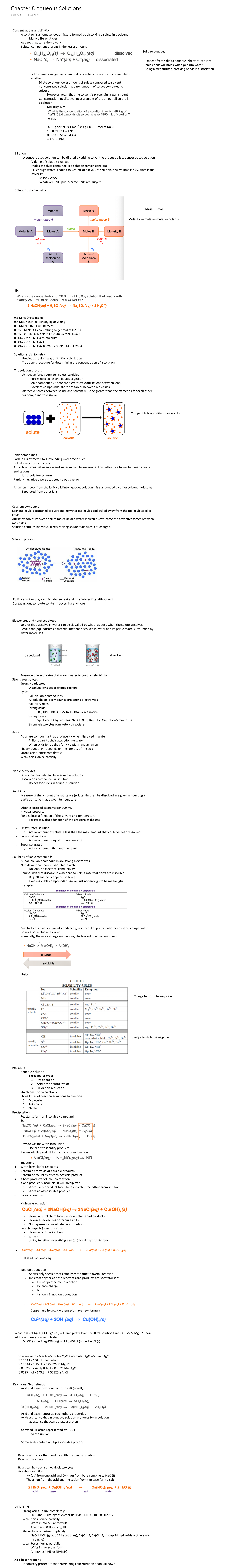 Chapter 8 Aqueous Solutions Concentrations and dilutions A solution