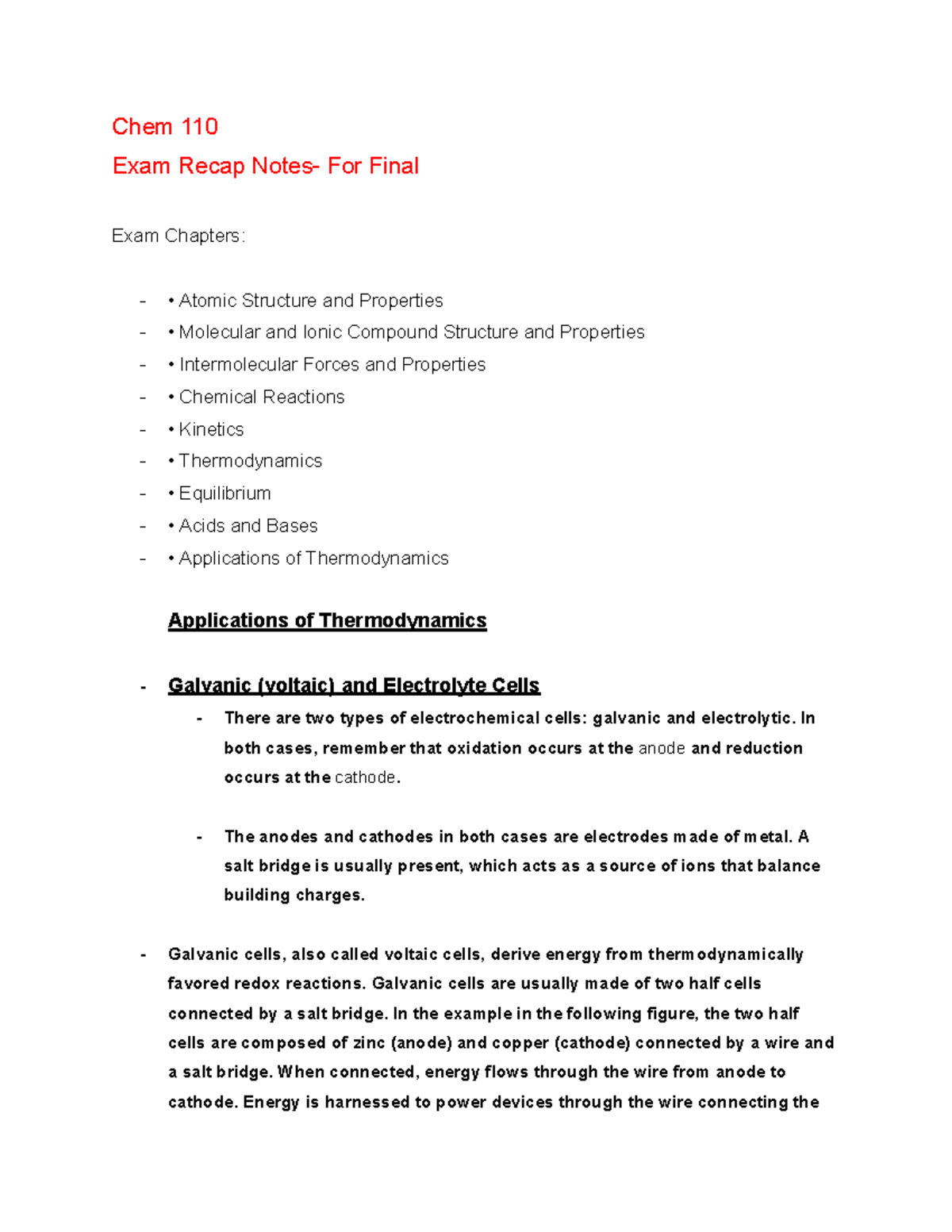 1.55 Chemistry 110 Summary Notes Google Docs Chem 110 Exam Recap