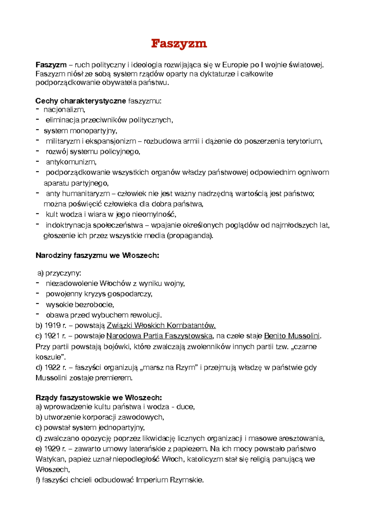 Faszyzm + nazizm - Faszyzm Faszyzm – ruch polityczny i ideologia