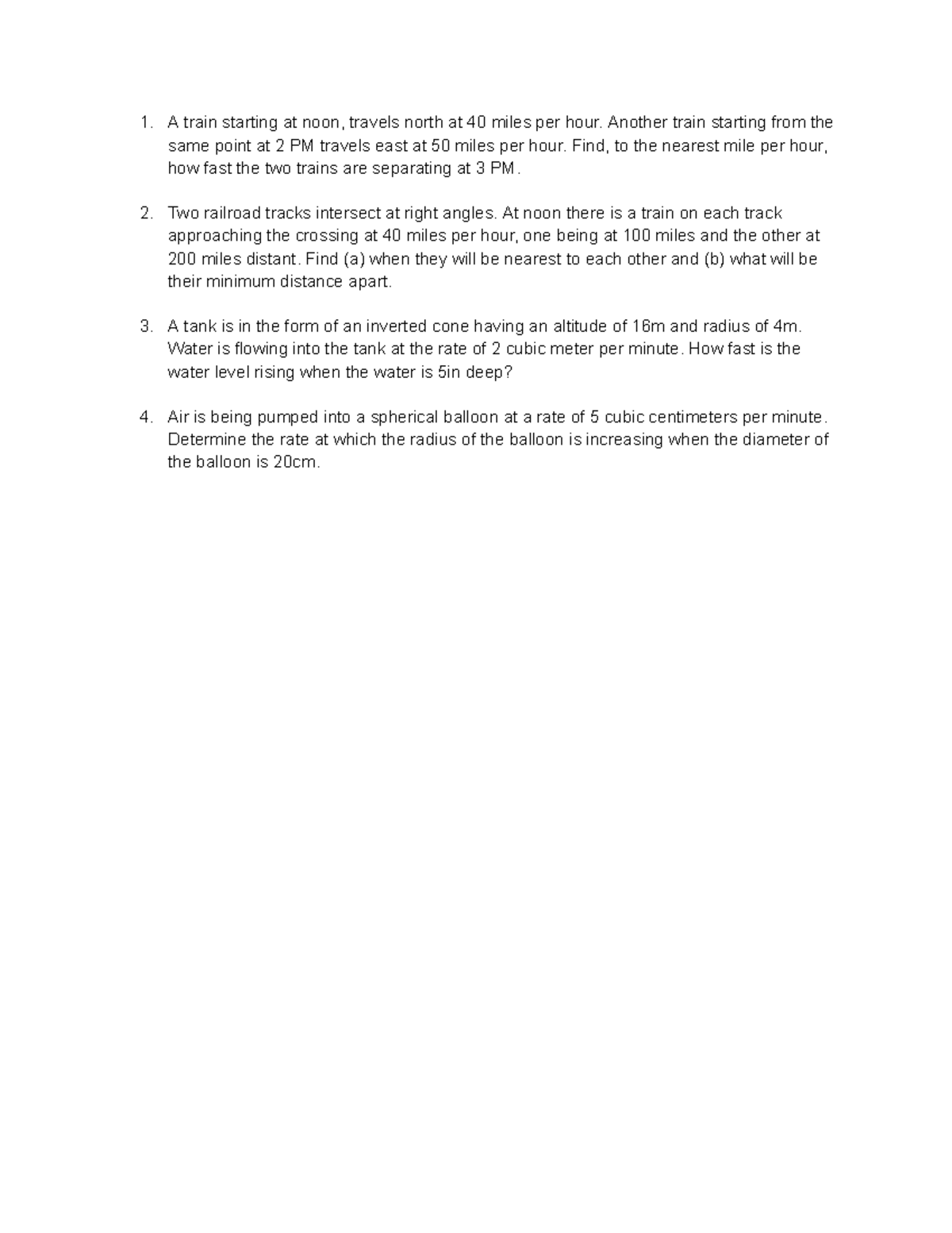 Calculus 100524 - "Some practice in solving time rate problems." - A ...