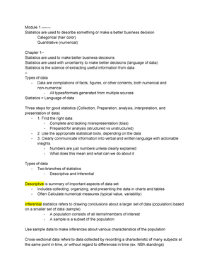 Quantitative Methods For Business Decisions Notes - QMB 3200 ...