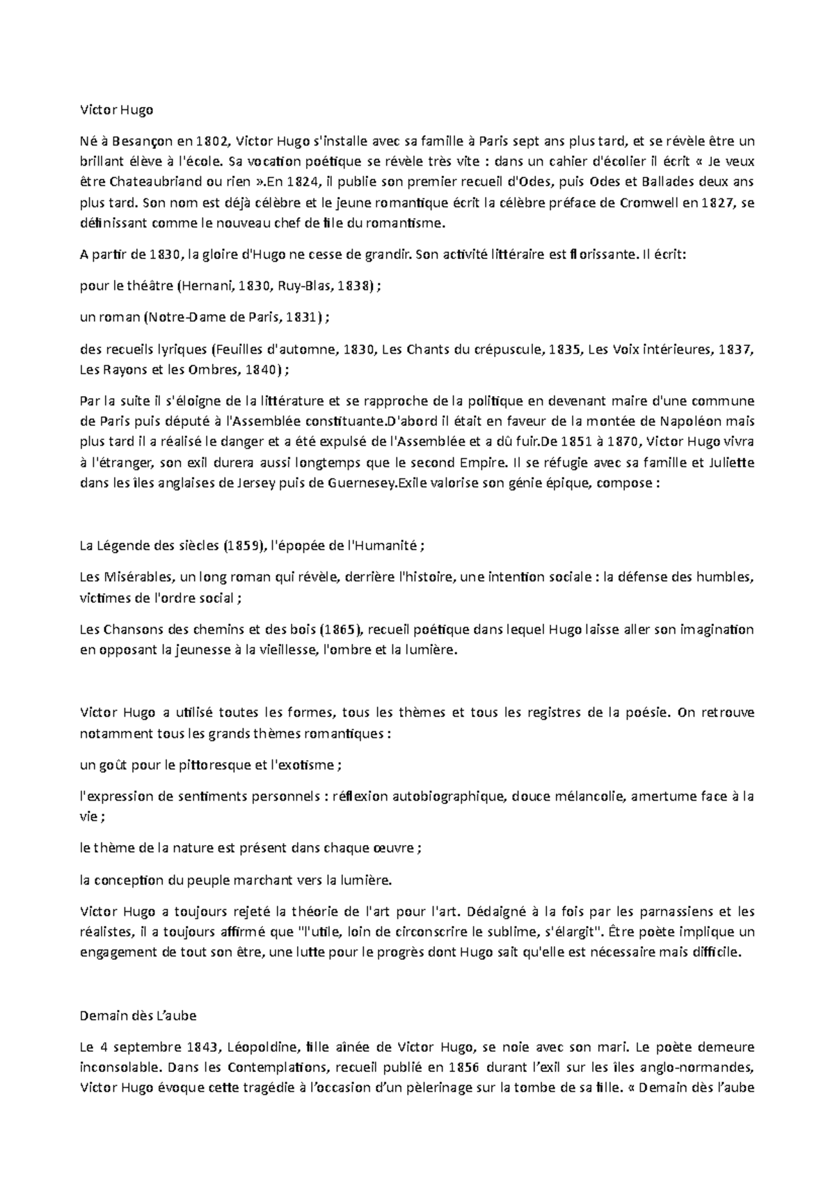 Victor Hugo - Sa vocation poétique se révèle très vite : dans un cahier ...