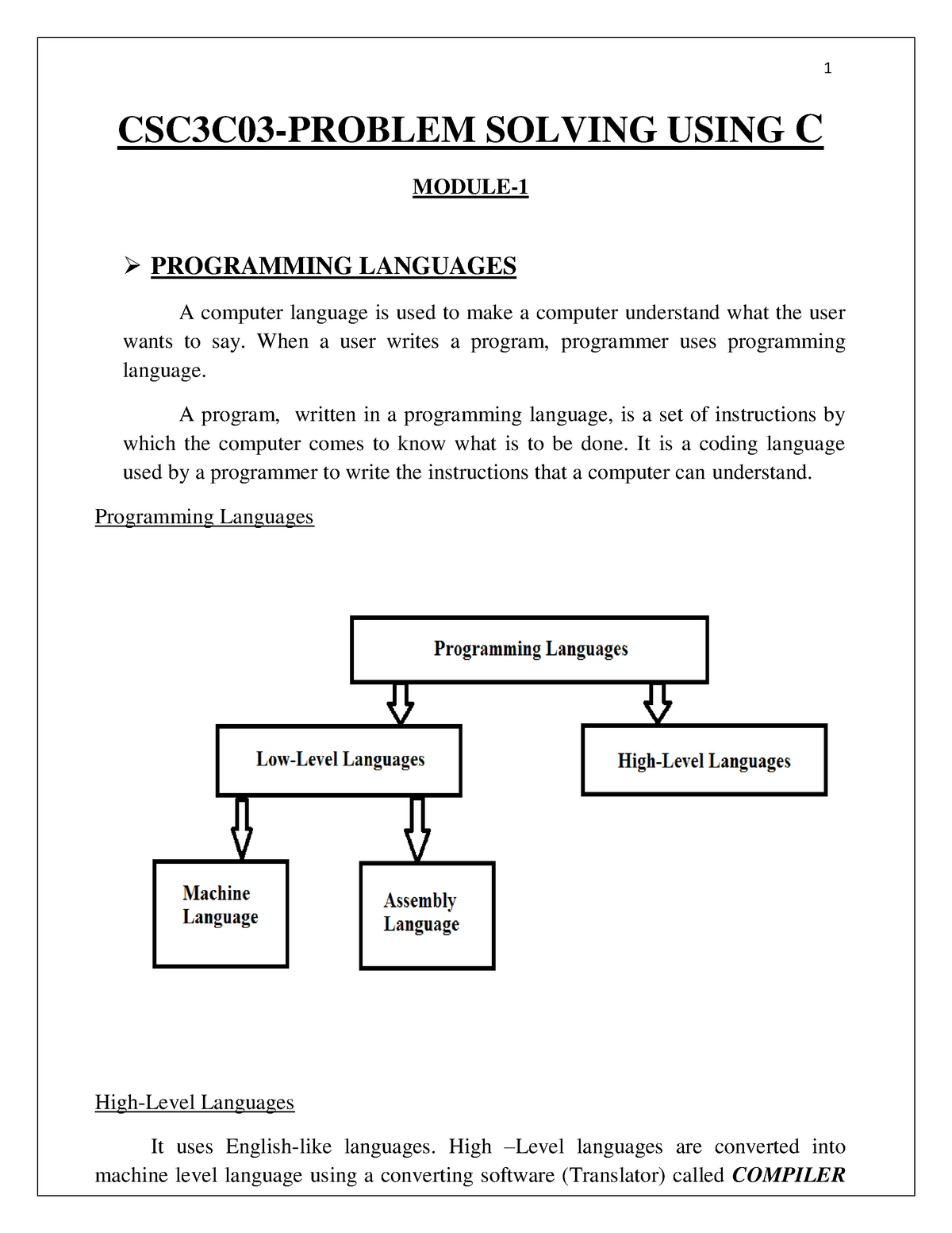 problem solving using c notes pdf