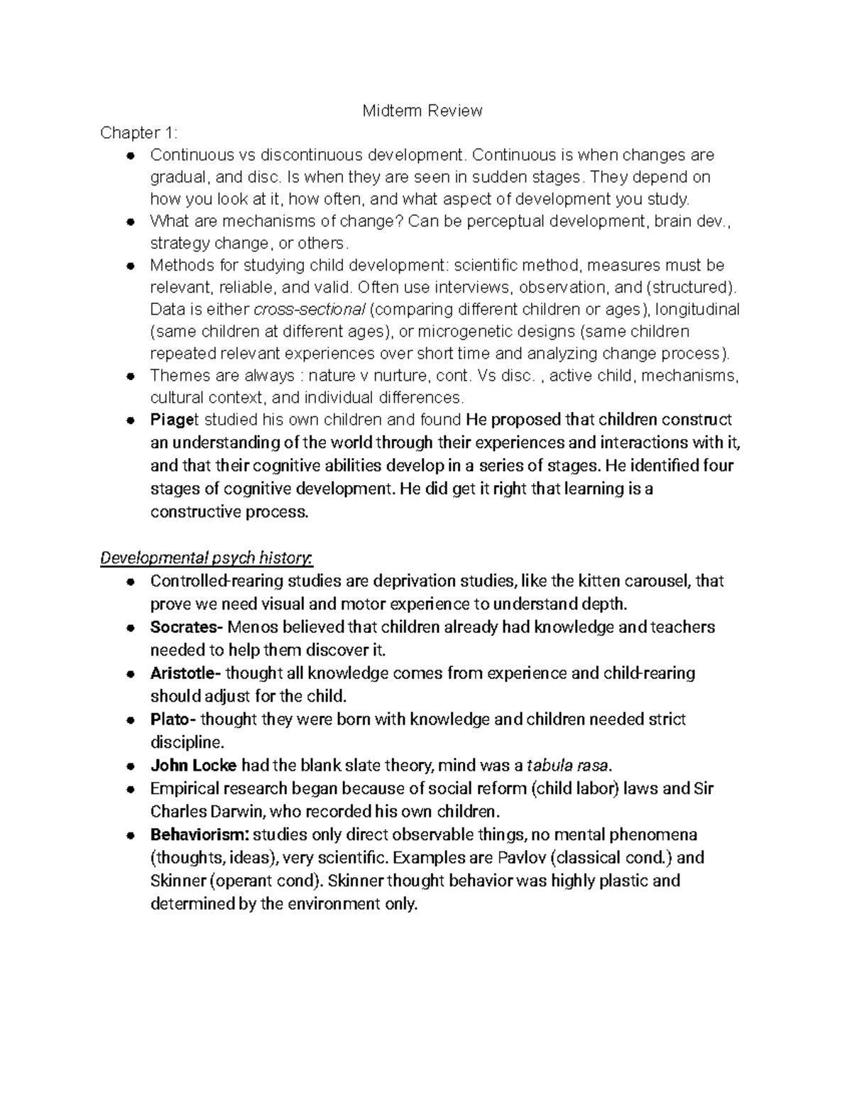 Psych 101 Midterm 1 - With Walker - Midterm Review Chapter 1 ...