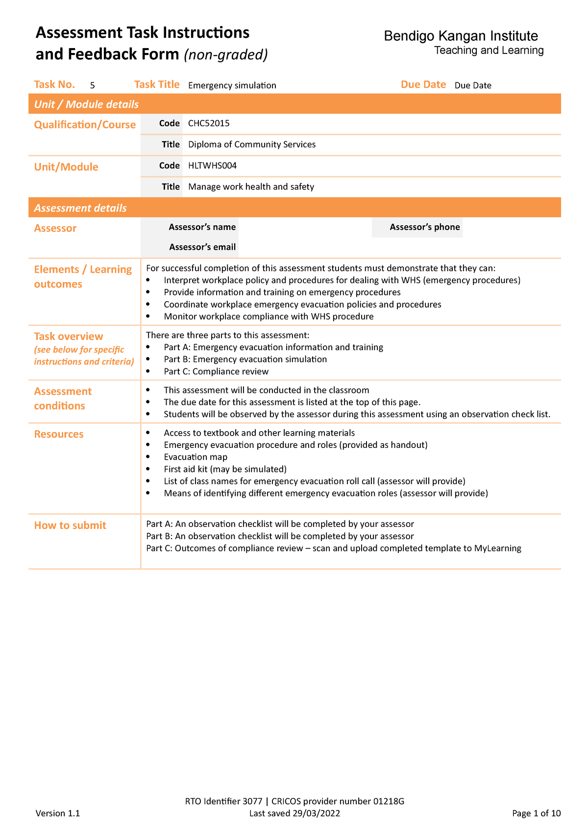 Hltwhs 004 AT5 SA - Andrew Trantor - Assessment Task Instructions and ...