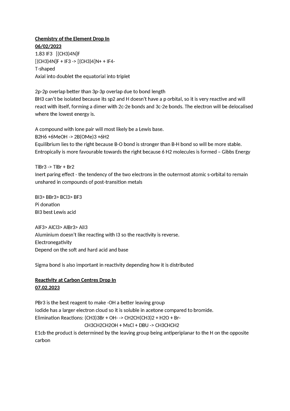 Drop In Notes - Chemistry Of The Element Drop In 06 02  1 If3 [(ch3)4n 