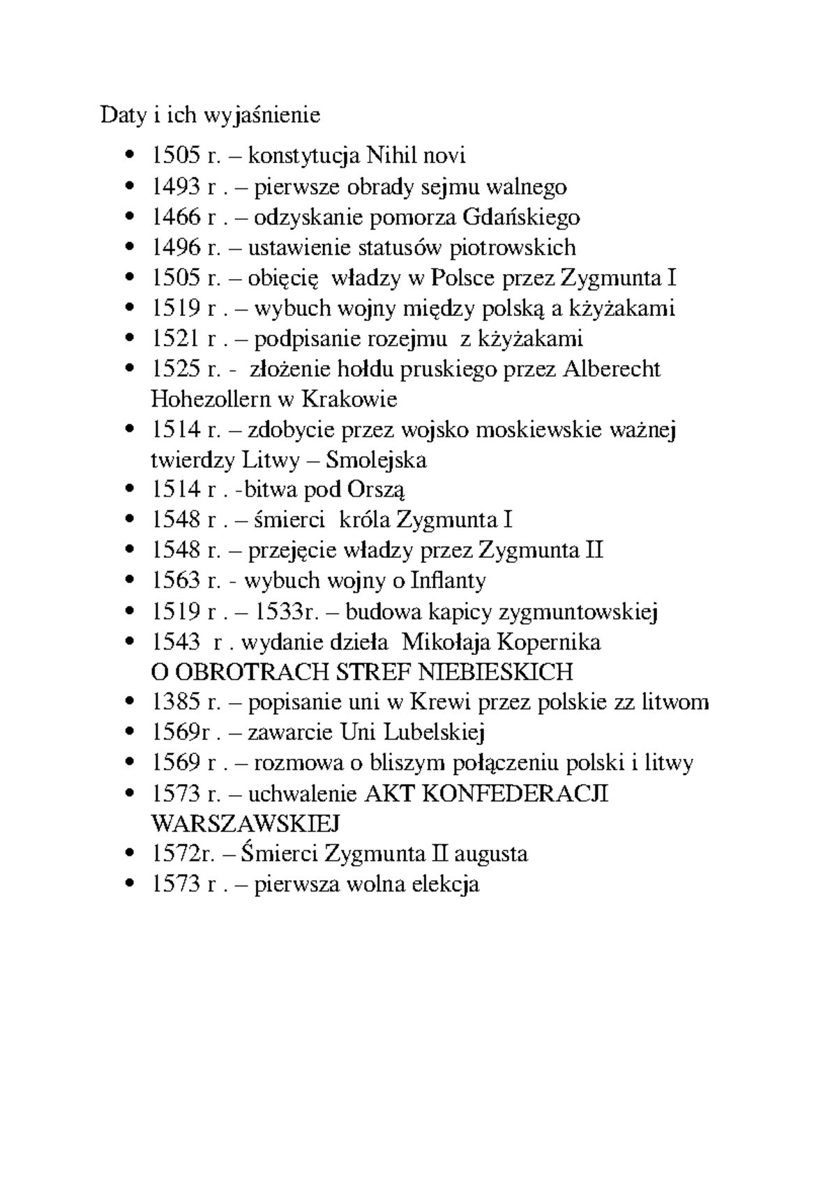 Daty i ich wyjaśnienie - historia - Daty i ich wyjaśnienie 1505 r