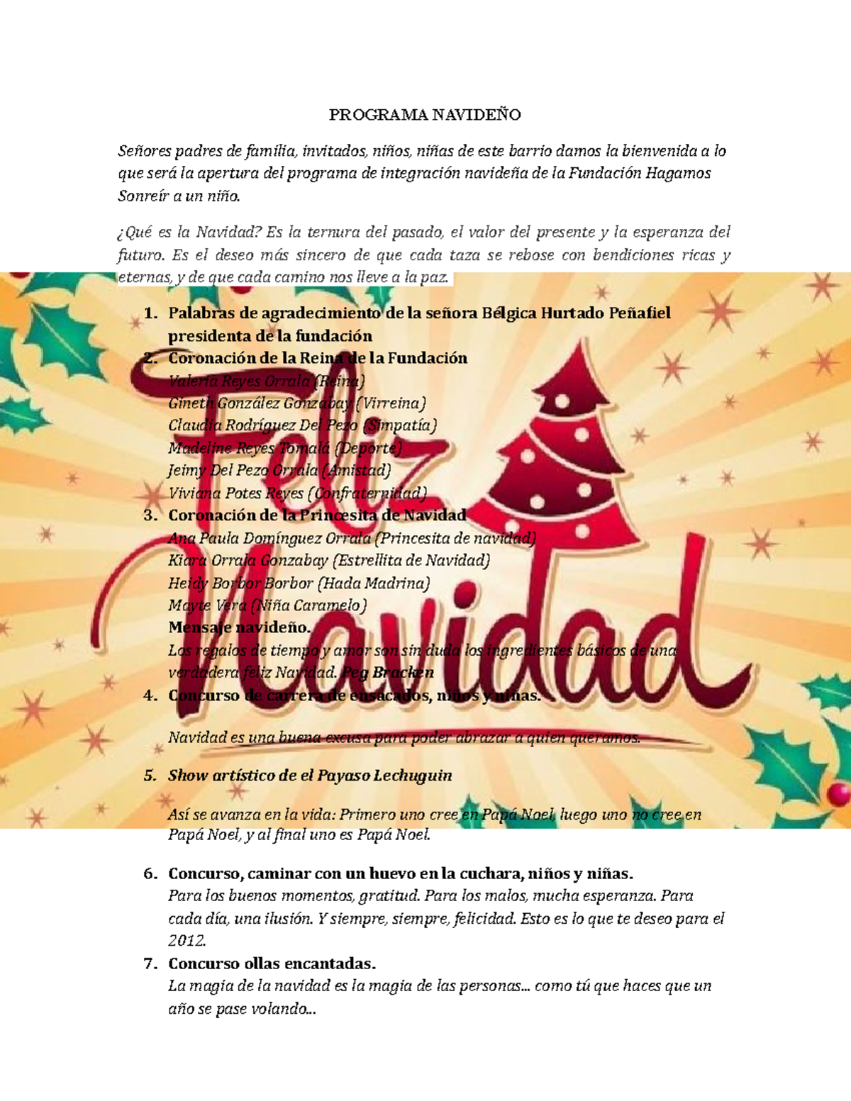 Programa Navideño - MORE DETAILS - PROGRAMA NAVIDEÑO Señores padres de ...