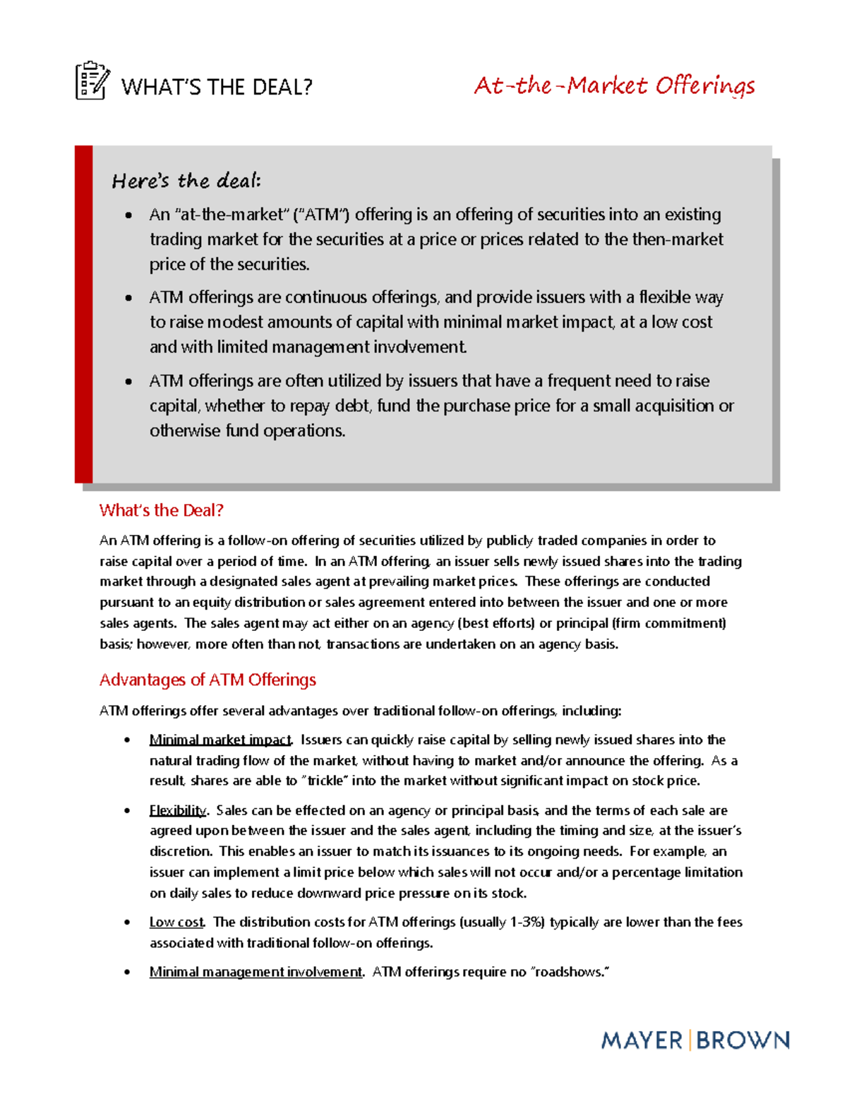 Wtd atm offerings - Hel101 - WHAT’S THE DEAL? At-the-Market Offerings ...