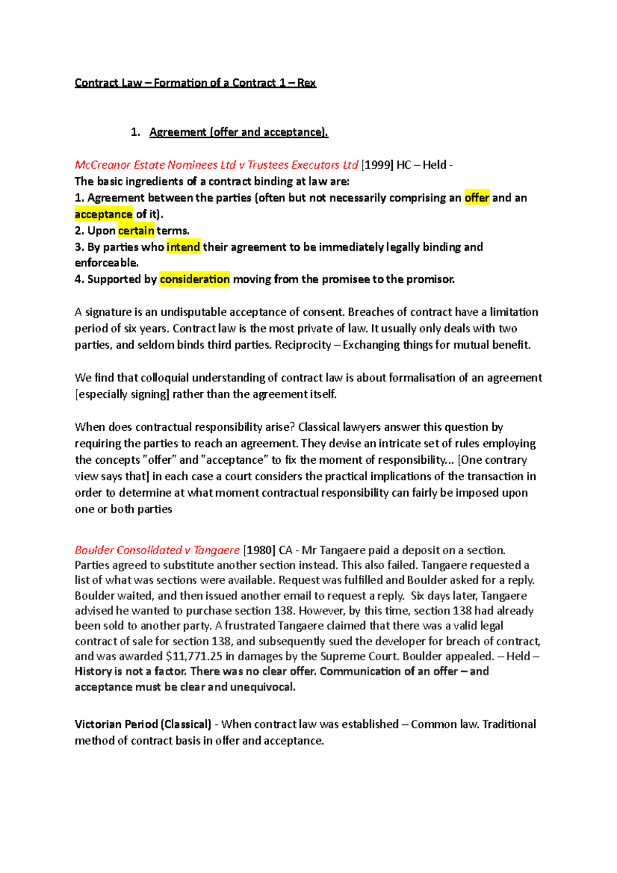 Contract Part 1 Formation of A Contract Contract Law Formation of a Contract 1 Rex 1 Contract Part 1 Formation of A Contract Contract Law Formation of a Contract 1 Rex 1