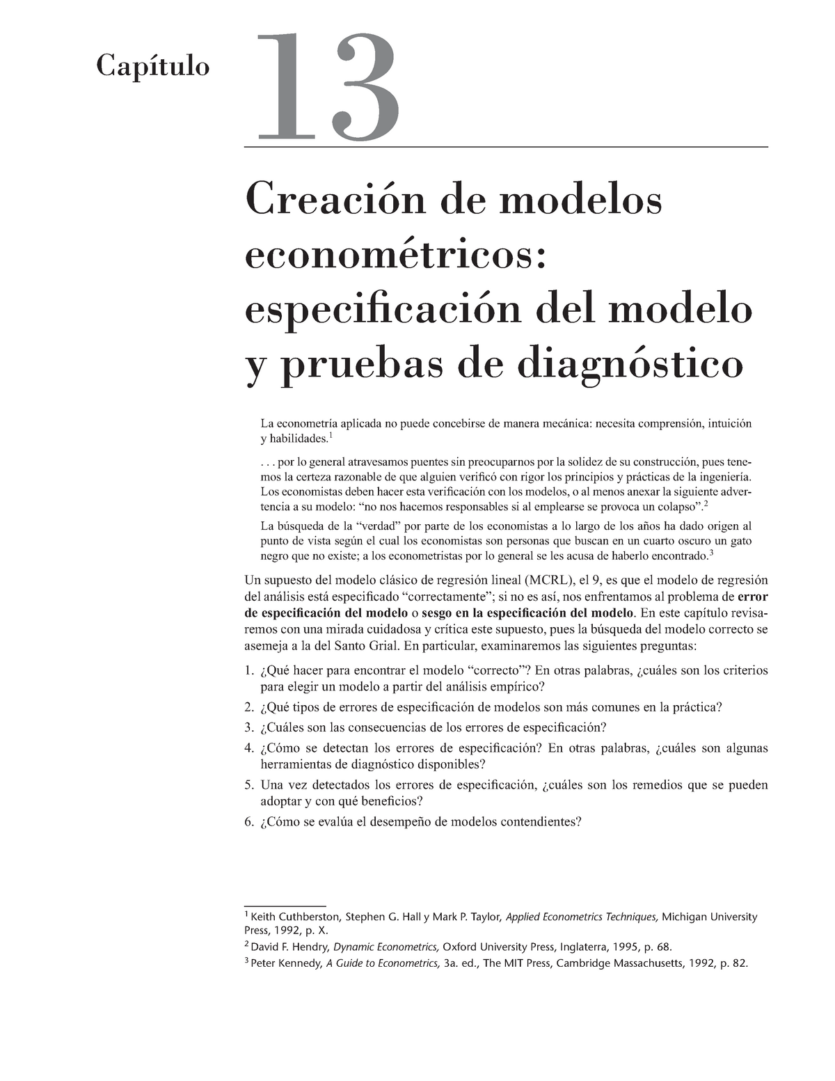 Específicación del modelo econométrico, Gujarati - 1 Keith Cuthberston,  Stephen G. Hall y Mark P. - Studocu