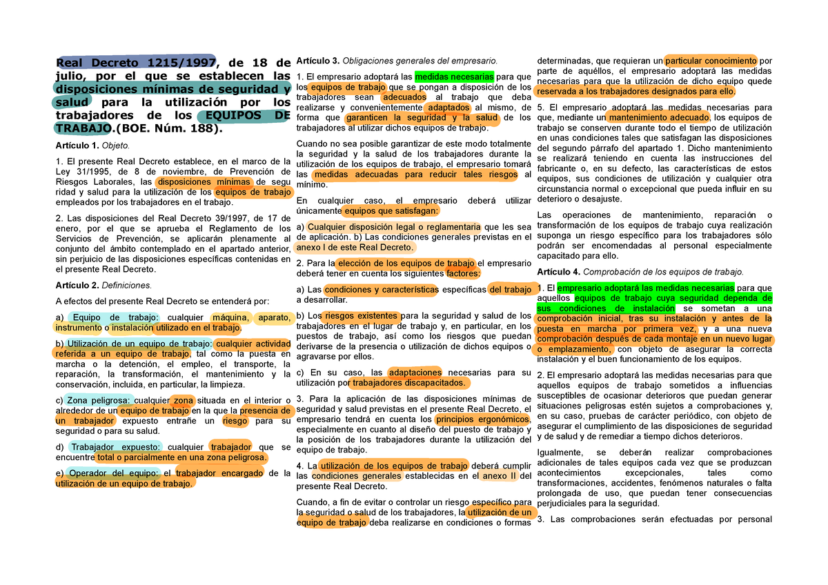 Hoja Legis RDs PRL Copy Real Decreto De De Julio Por El Que Se Establecen Las