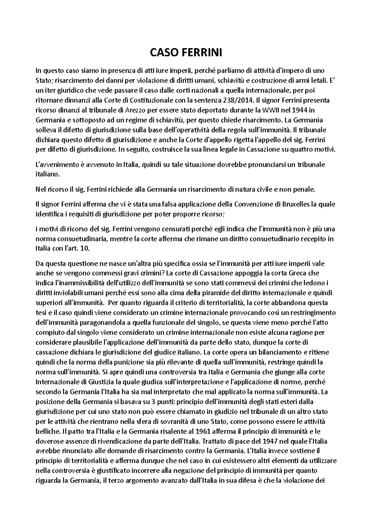 Caso ferrini - CASO FERRINI In questo caso siamo in presenza di atti ...