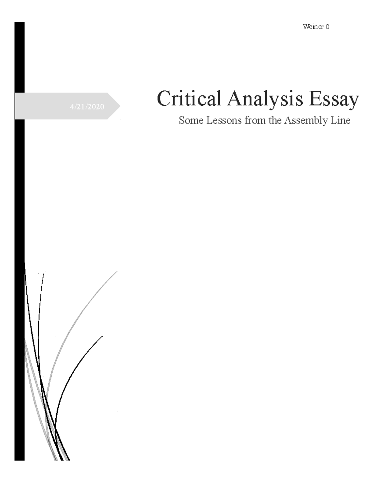 critical analysis essay some lessons from the assembly line