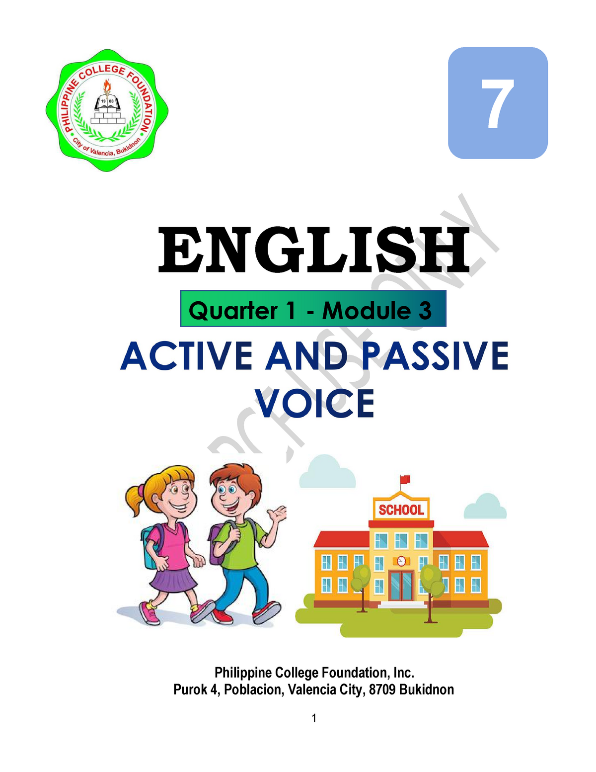 PCF English 7 Quarter 1 Module 3 ENGLISH Philippine College 