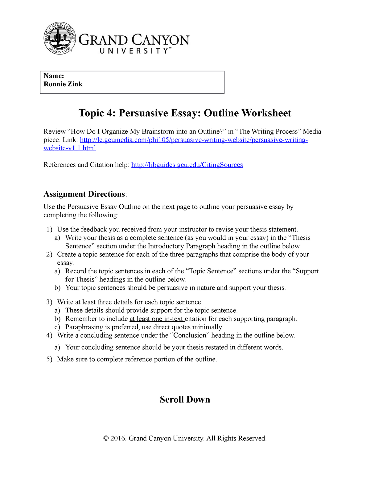 PDF) Task 6.4: Problem-Solution Academic Essay Outline